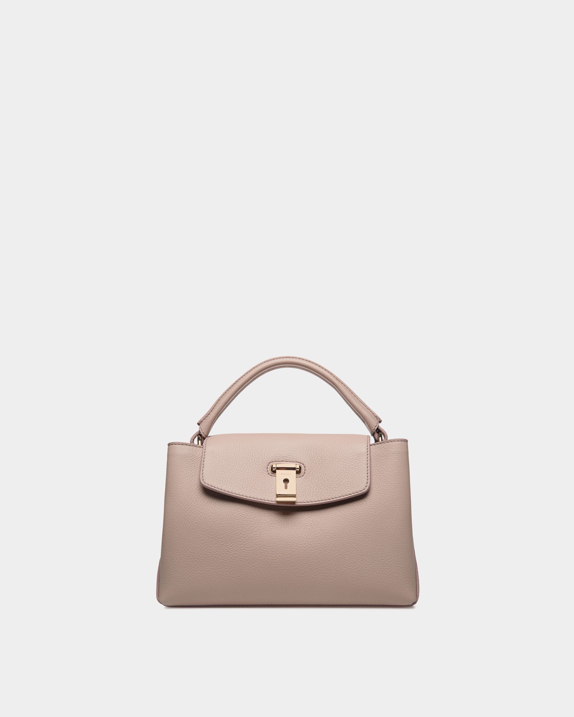 Borsa A Mano Piccola Lock Me In Pelle Zigrinata Beige Chiaro - Donna - Bally - 01