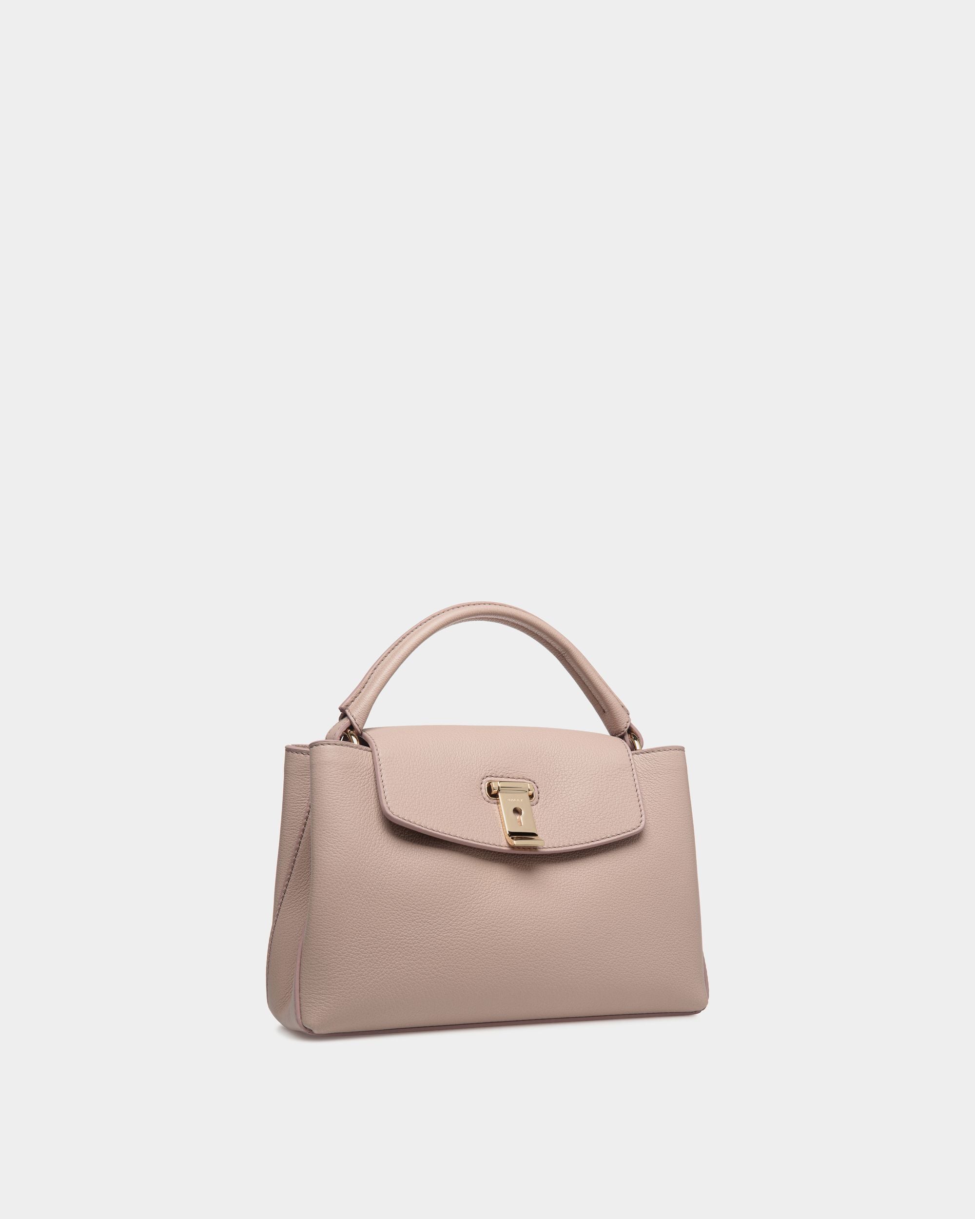 Borsa A Mano Piccola Lock Me In Pelle Zigrinata Beige Chiaro - Donna - Bally - 04