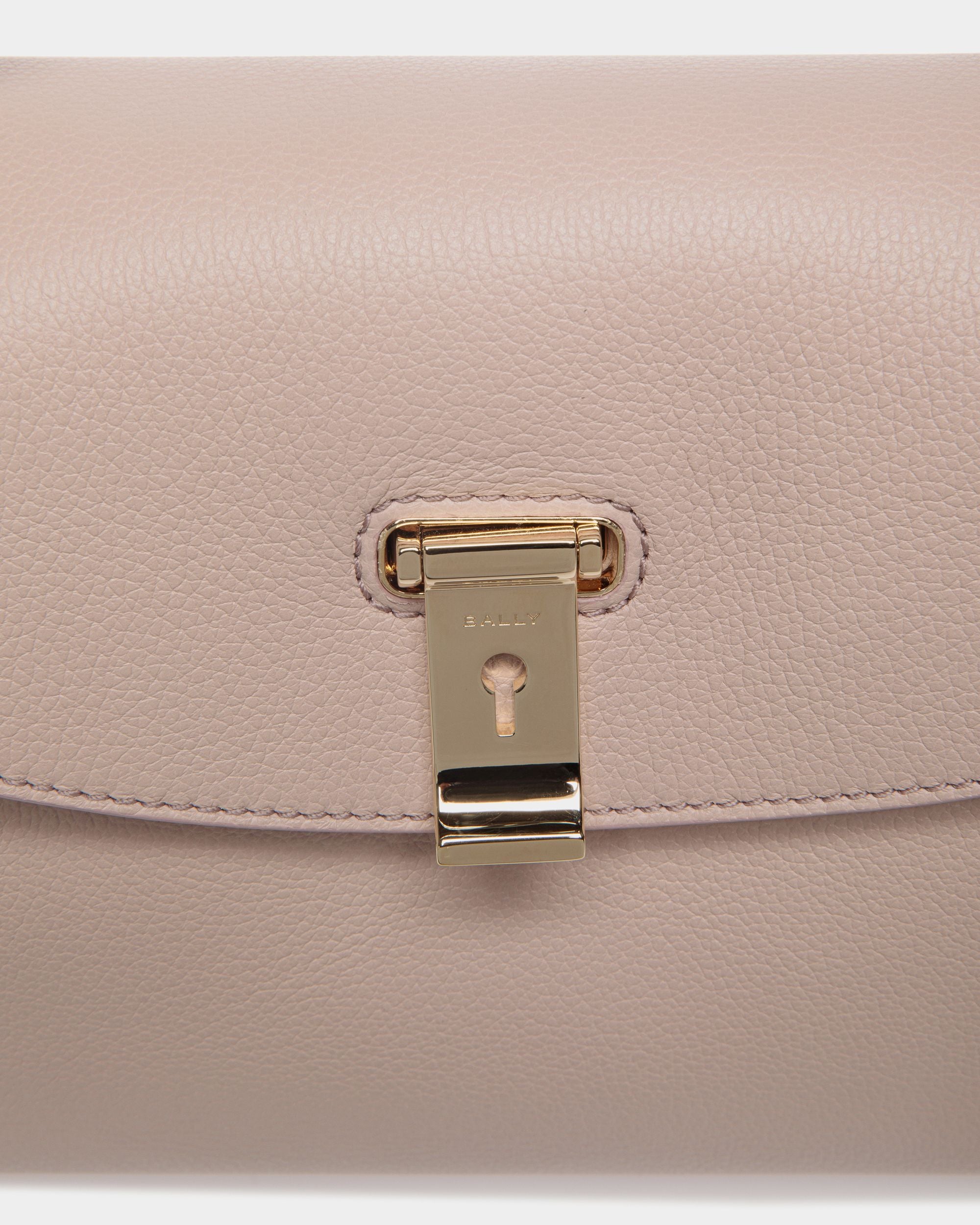 Borsa A Mano Piccola Lock Me In Pelle Zigrinata Beige Chiaro - Donna - Bally - 05
