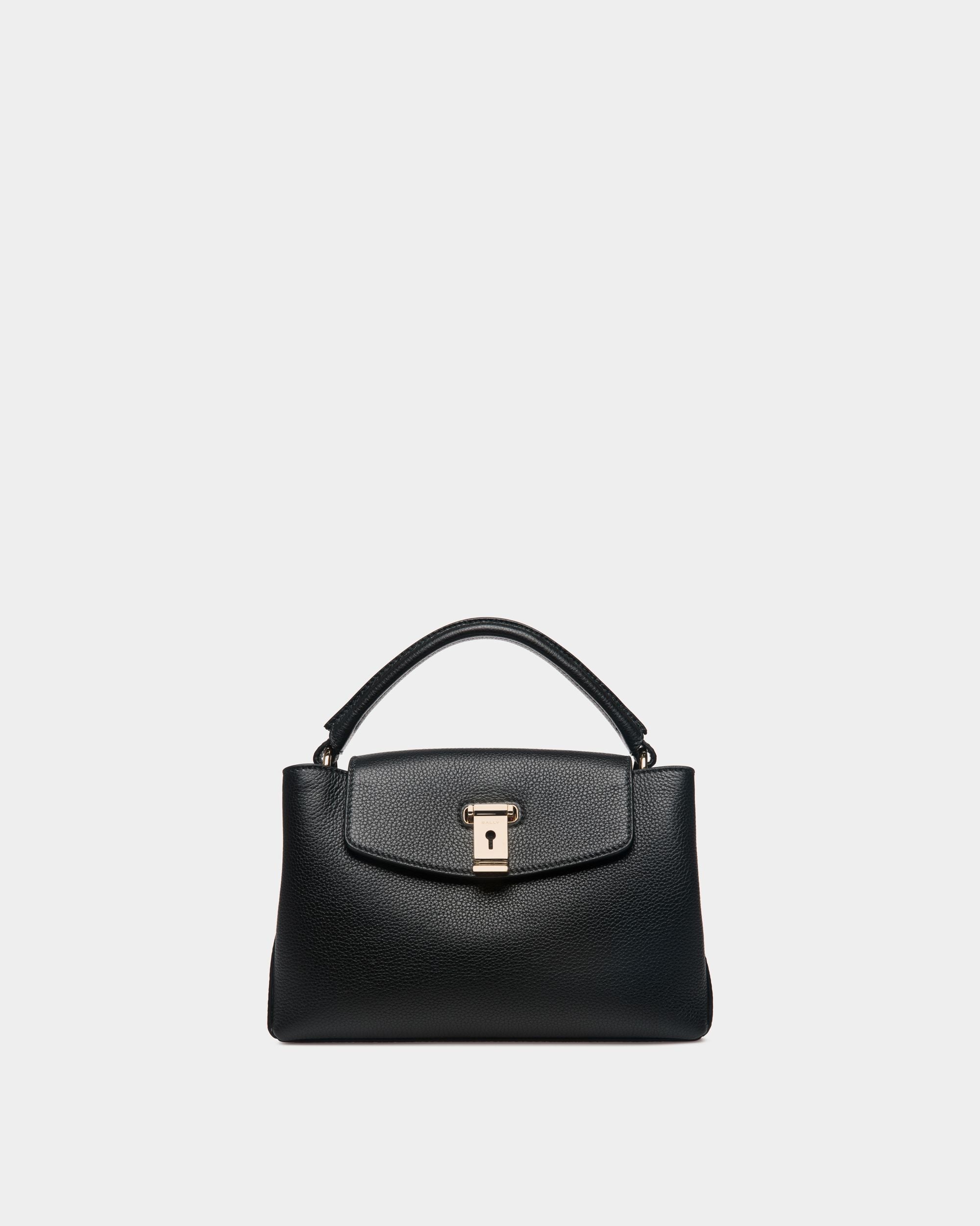Borsa A Mano Piccola Lock Me In Pelle Zigrinata Nera - Donna - Bally - 01