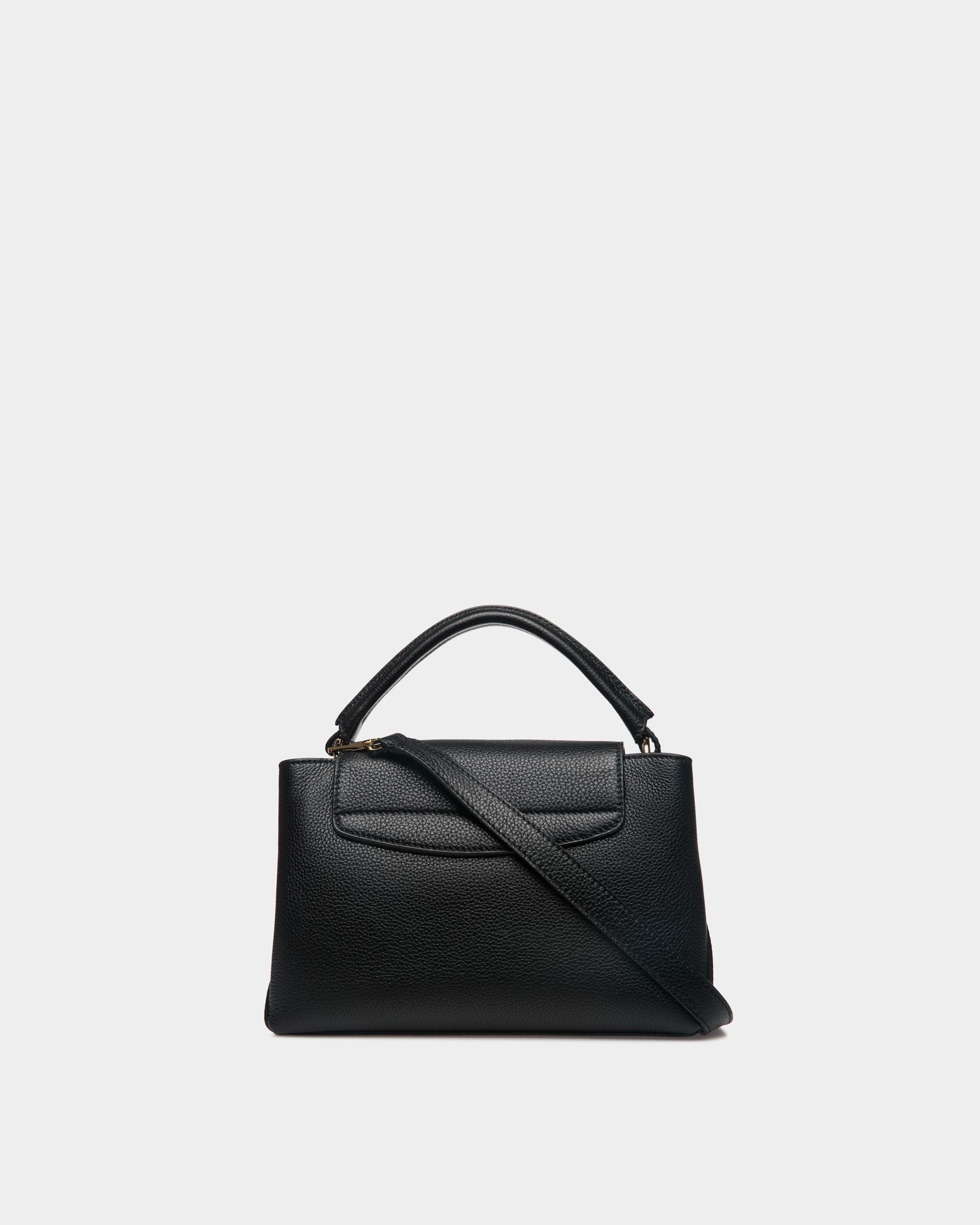 Borsa A Mano Piccola Lock Me In Pelle Zigrinata Nera - Donna - Bally - 03