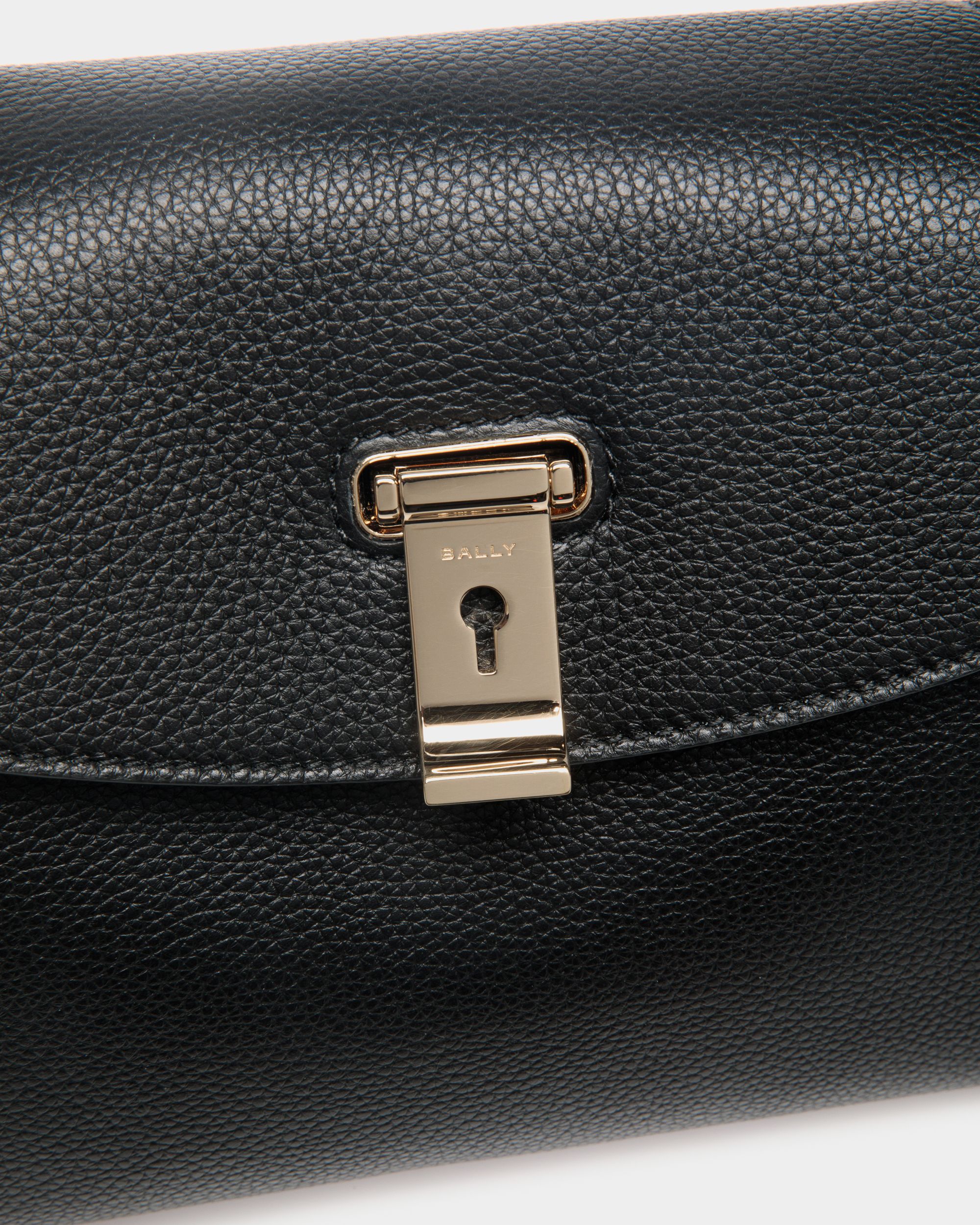 Borsa A Mano Piccola Lock Me In Pelle Zigrinata Nera - Donna - Bally - 05