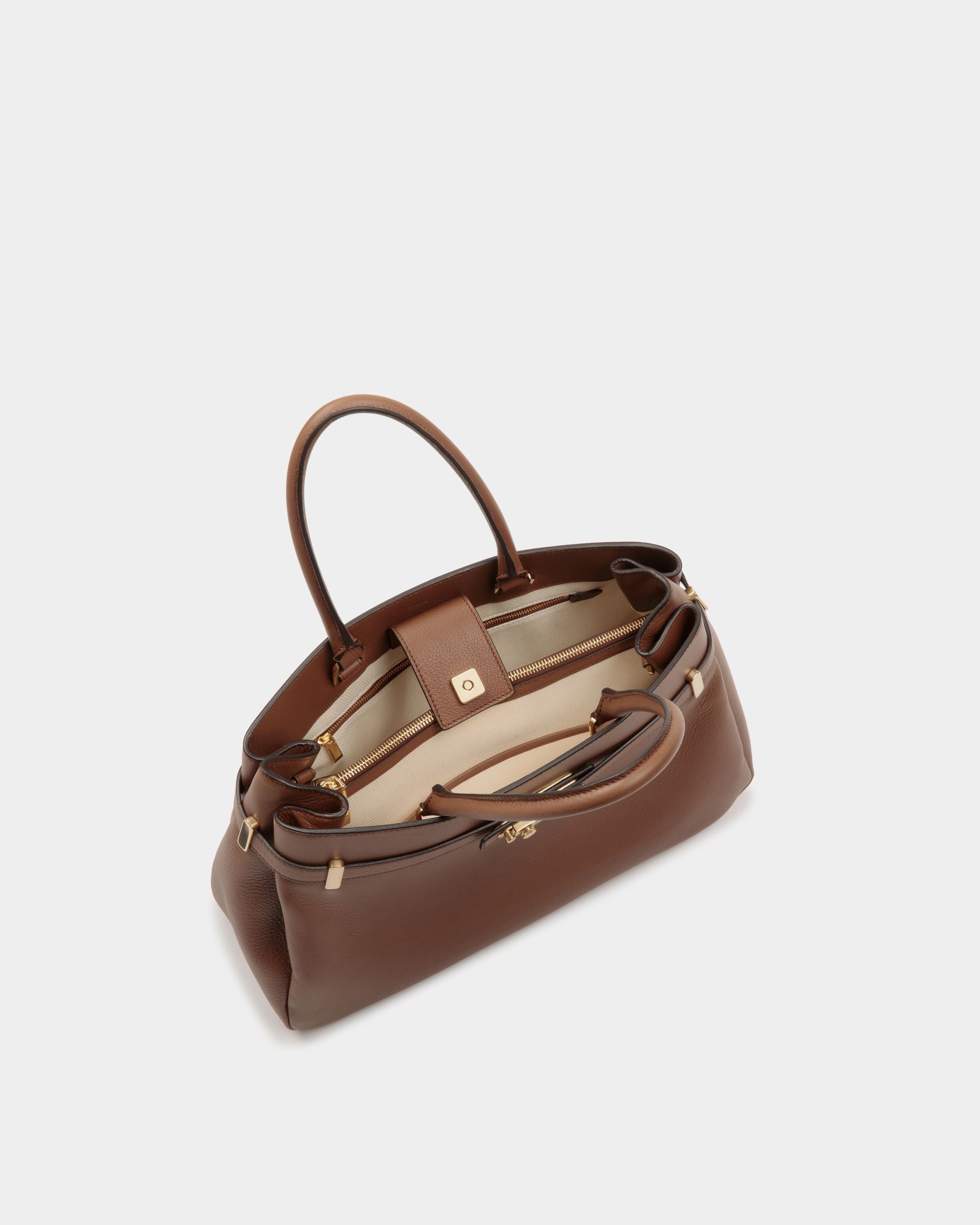 Tote Bag Carriage In Pelle Marrone - Donna - Bally - 04