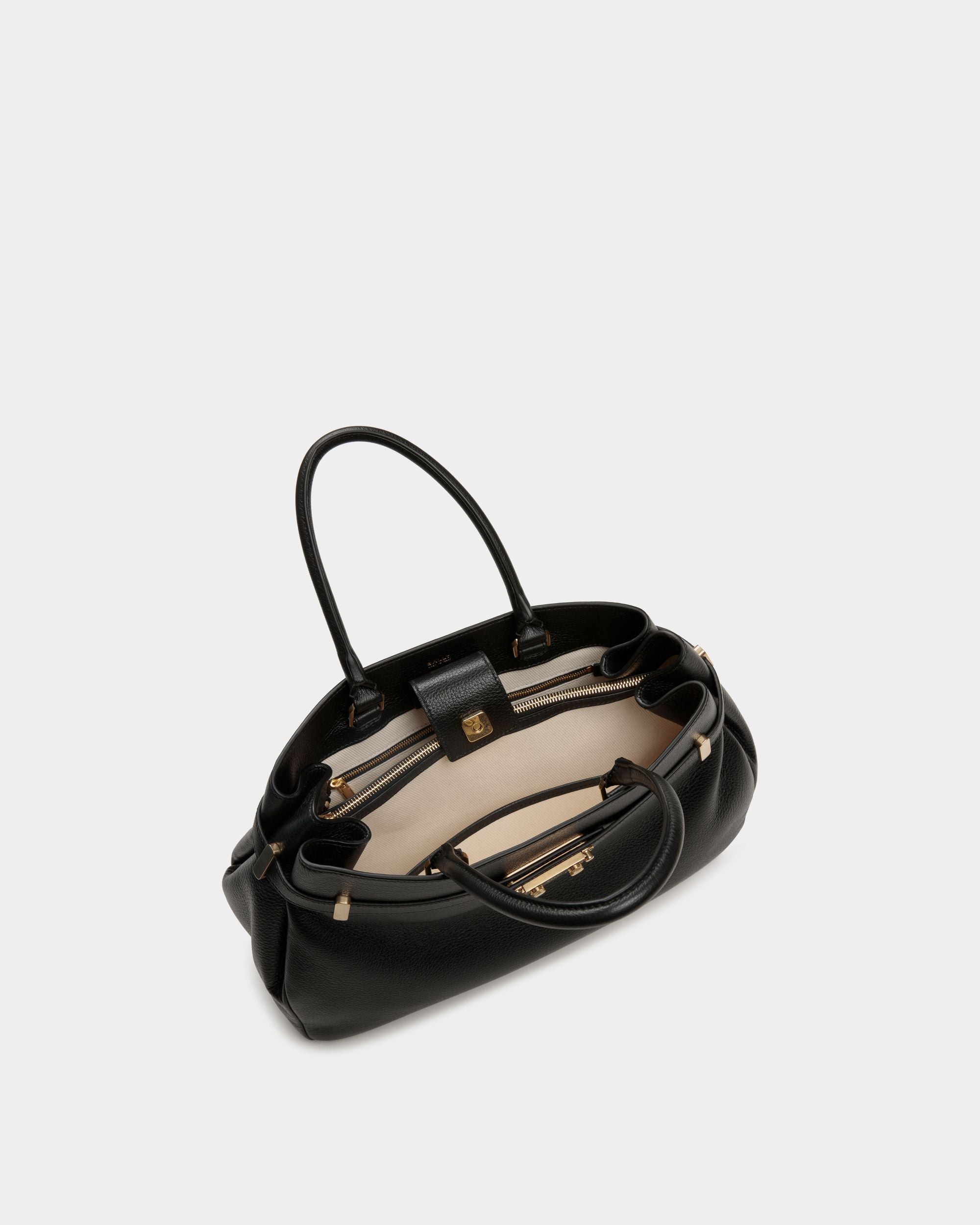 Tote Bag Carriage In Pelle Nera - Donna - Bally - 04