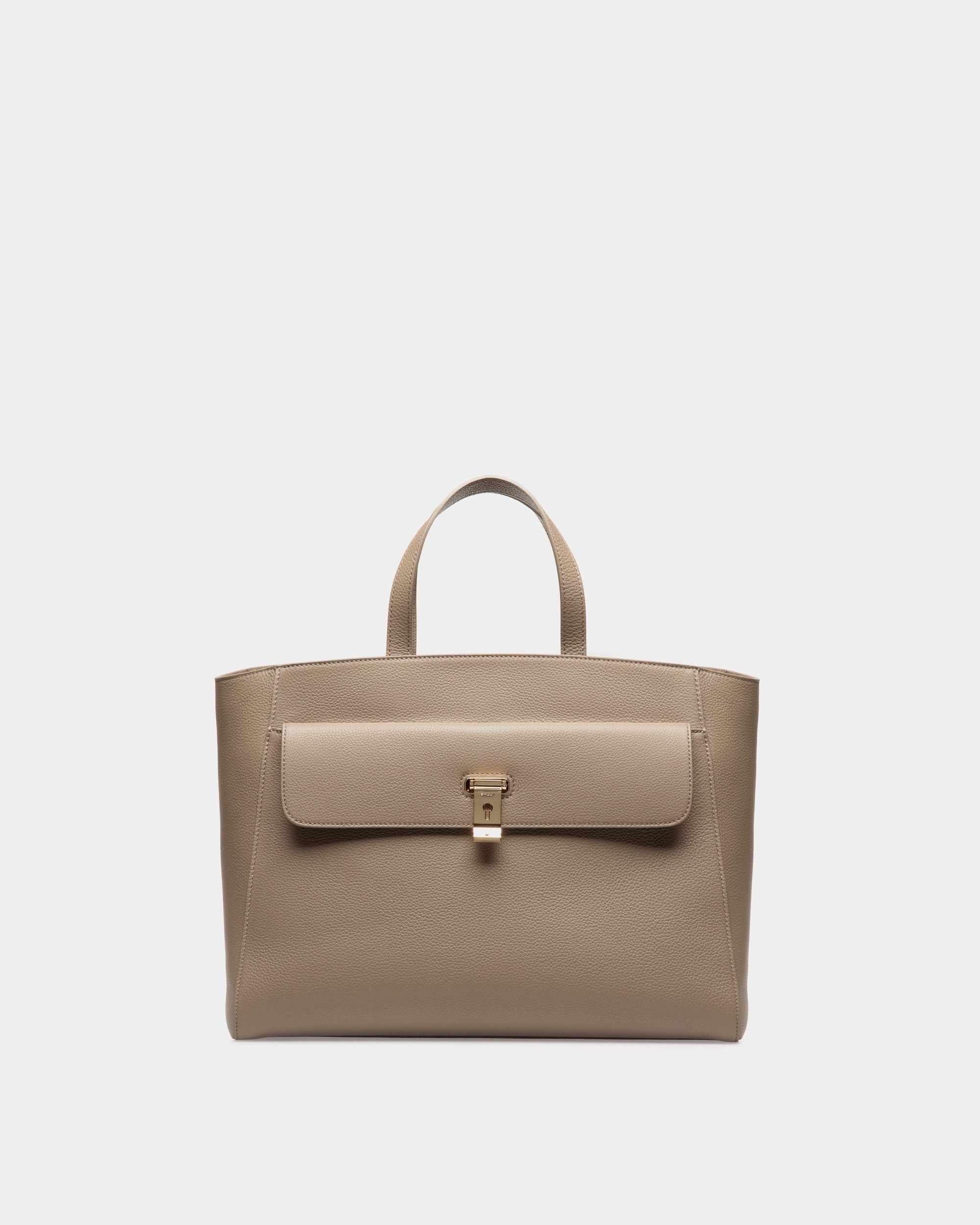 Tote Bag Lock Me In Pelle Granata Grigio Talpa - Donna - Bally - 01