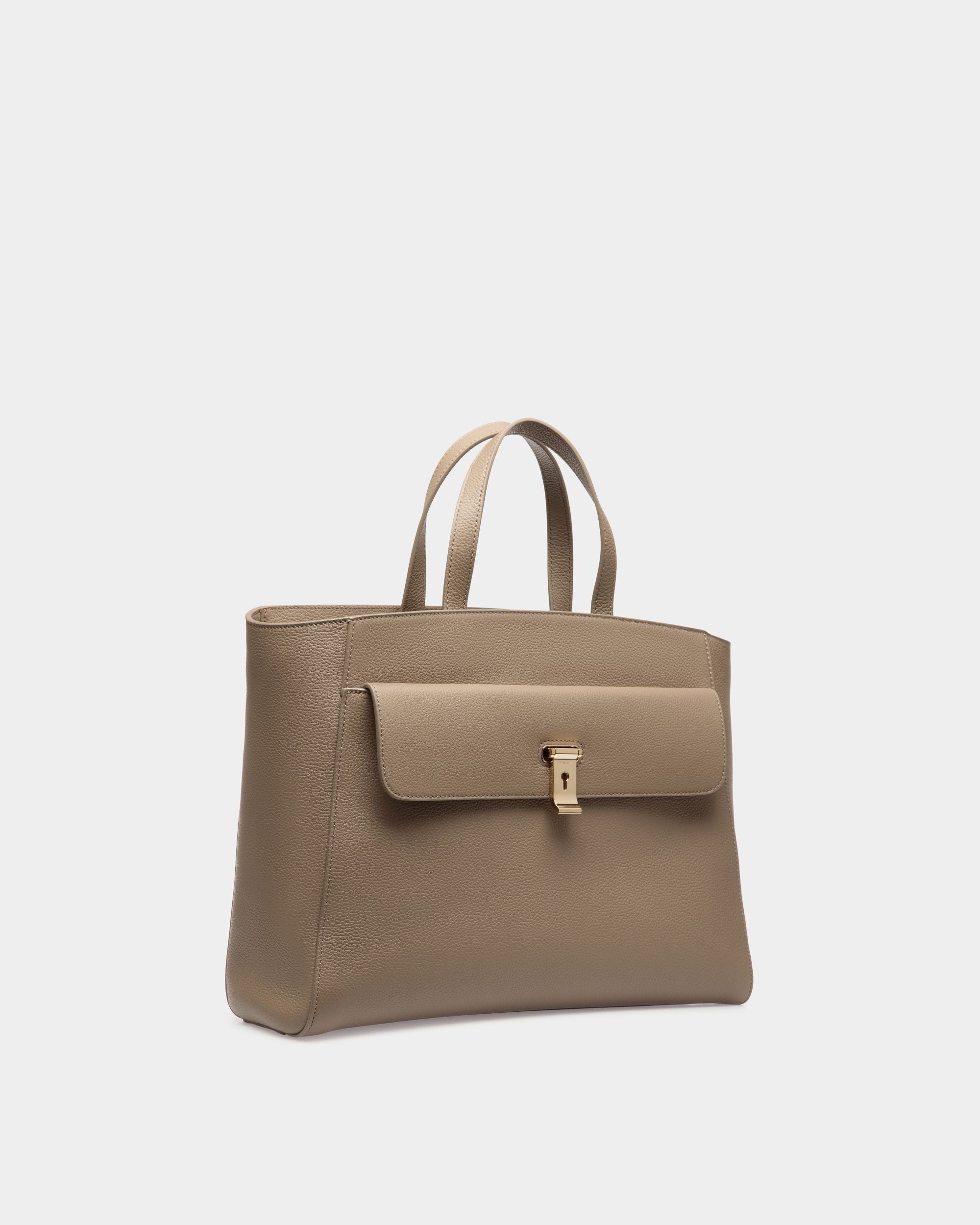 Tote Bag Lock Me In Pelle Granata Grigio Talpa - Donna - Bally - 03