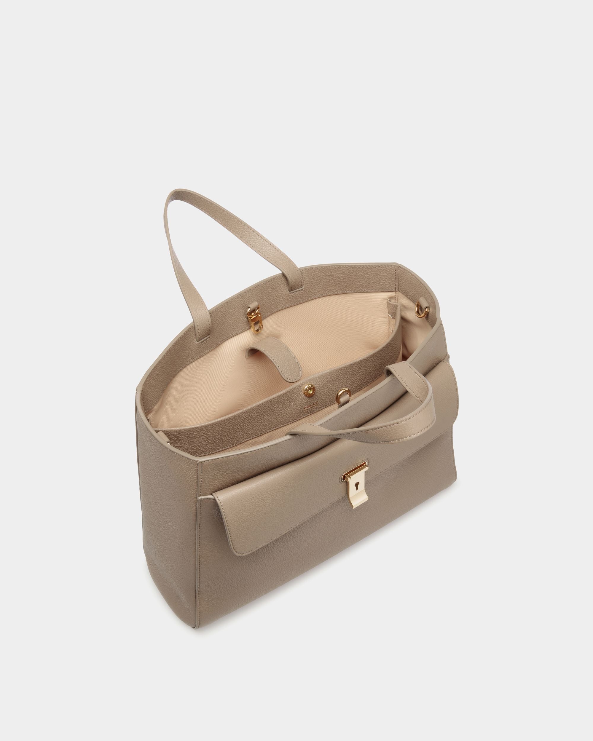 Tote Bag Lock Me In Pelle Granata Grigio Talpa - Donna - Bally - 04