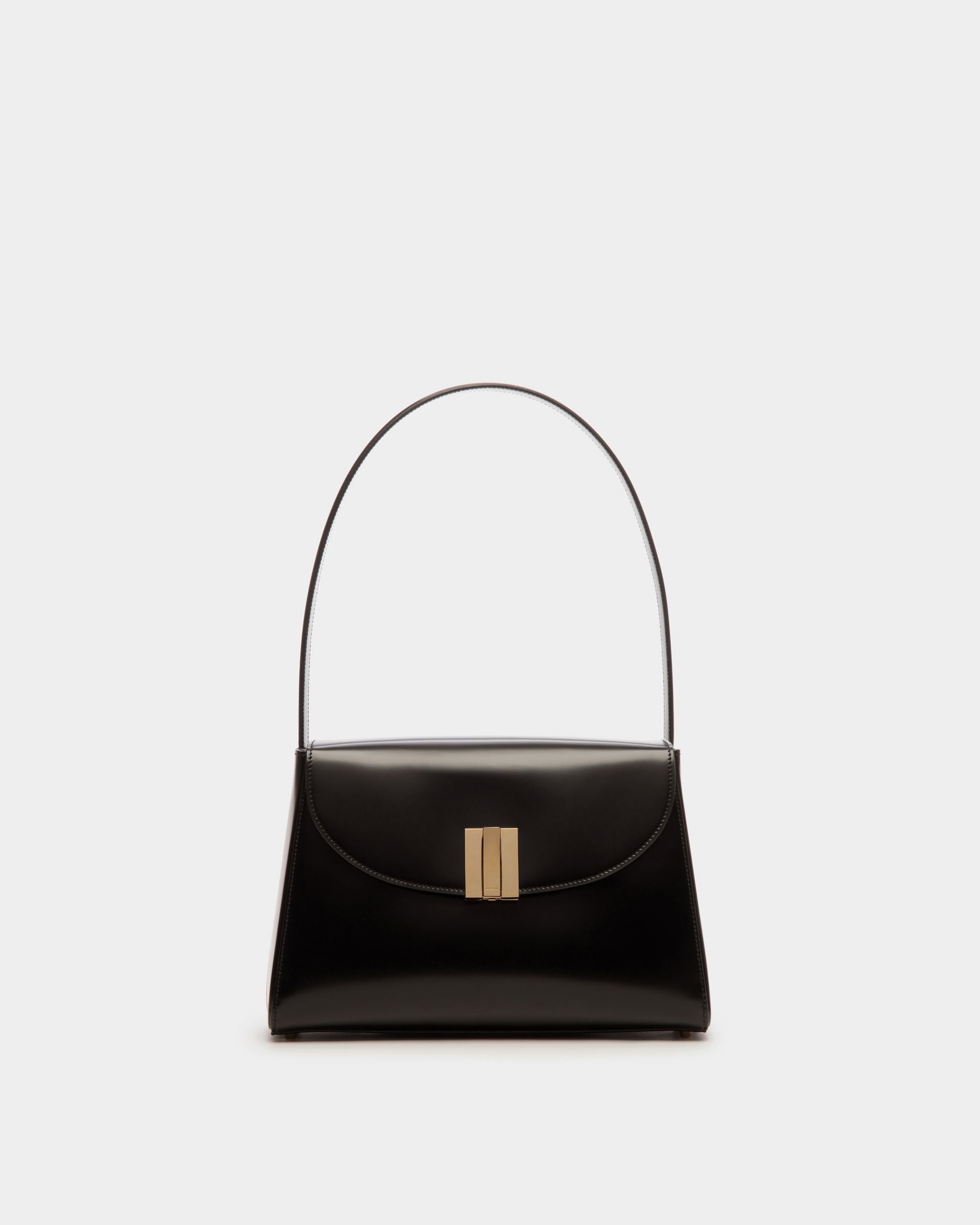 Borsa A Spalla Ollam In Pelle Spazzolata Nera - Donna - Bally - 01