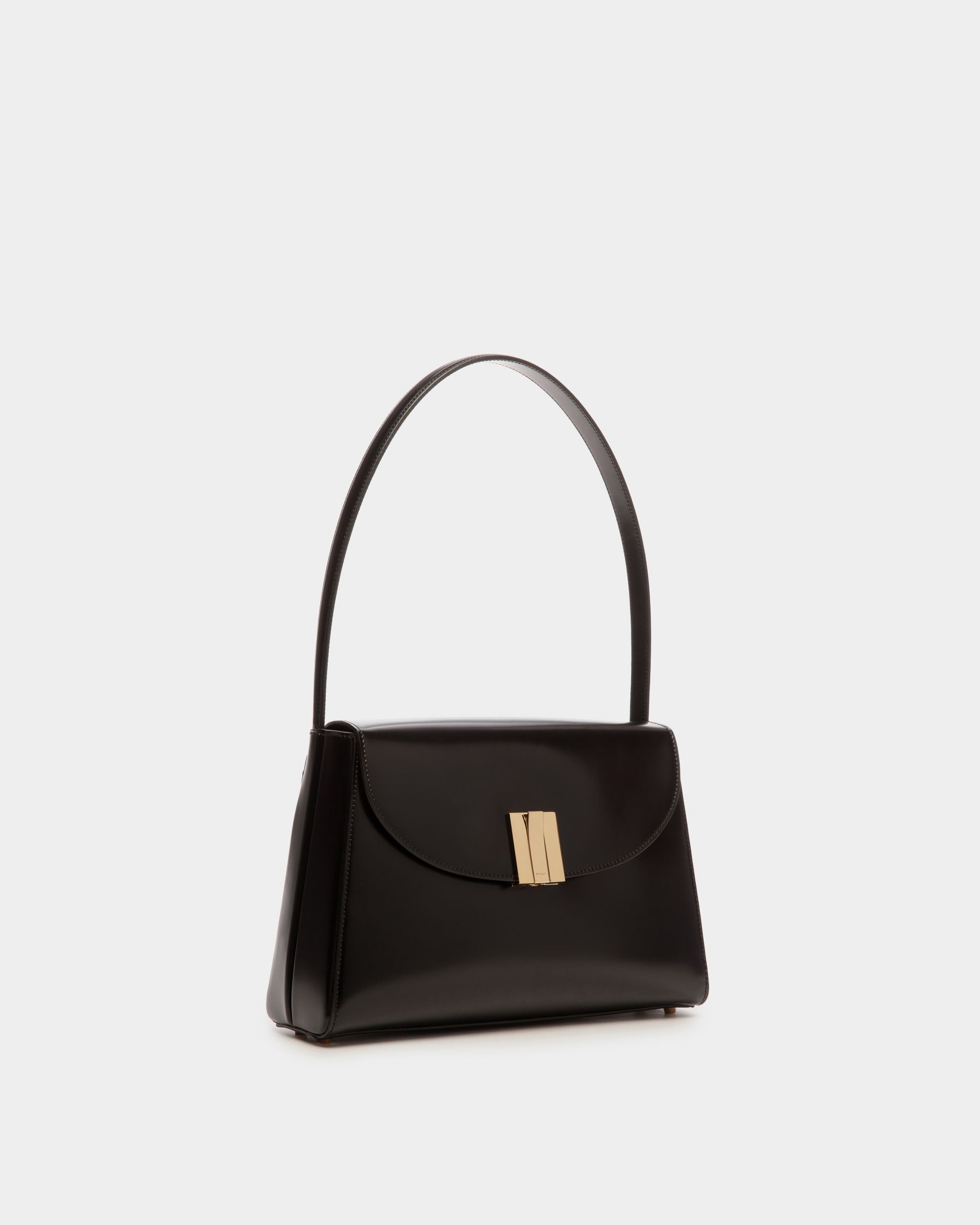 Borsa A Spalla Ollam In Pelle Spazzolata Nera - Donna - Bally - 04
