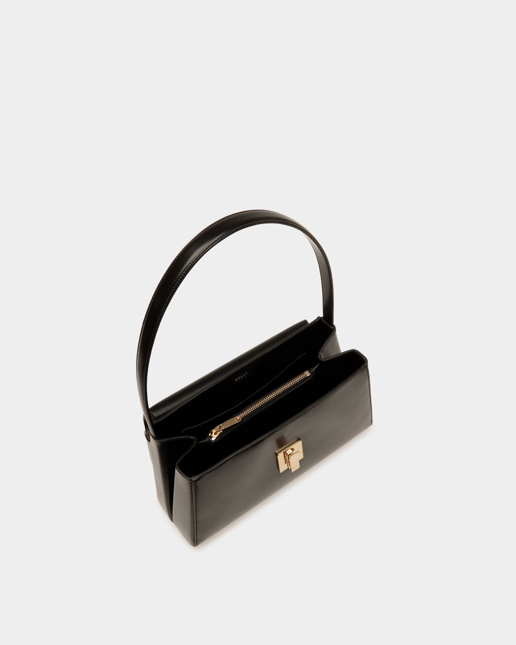 Borsa A Spalla Ollam In Pelle Spazzolata Nera - Donna - Bally - 05