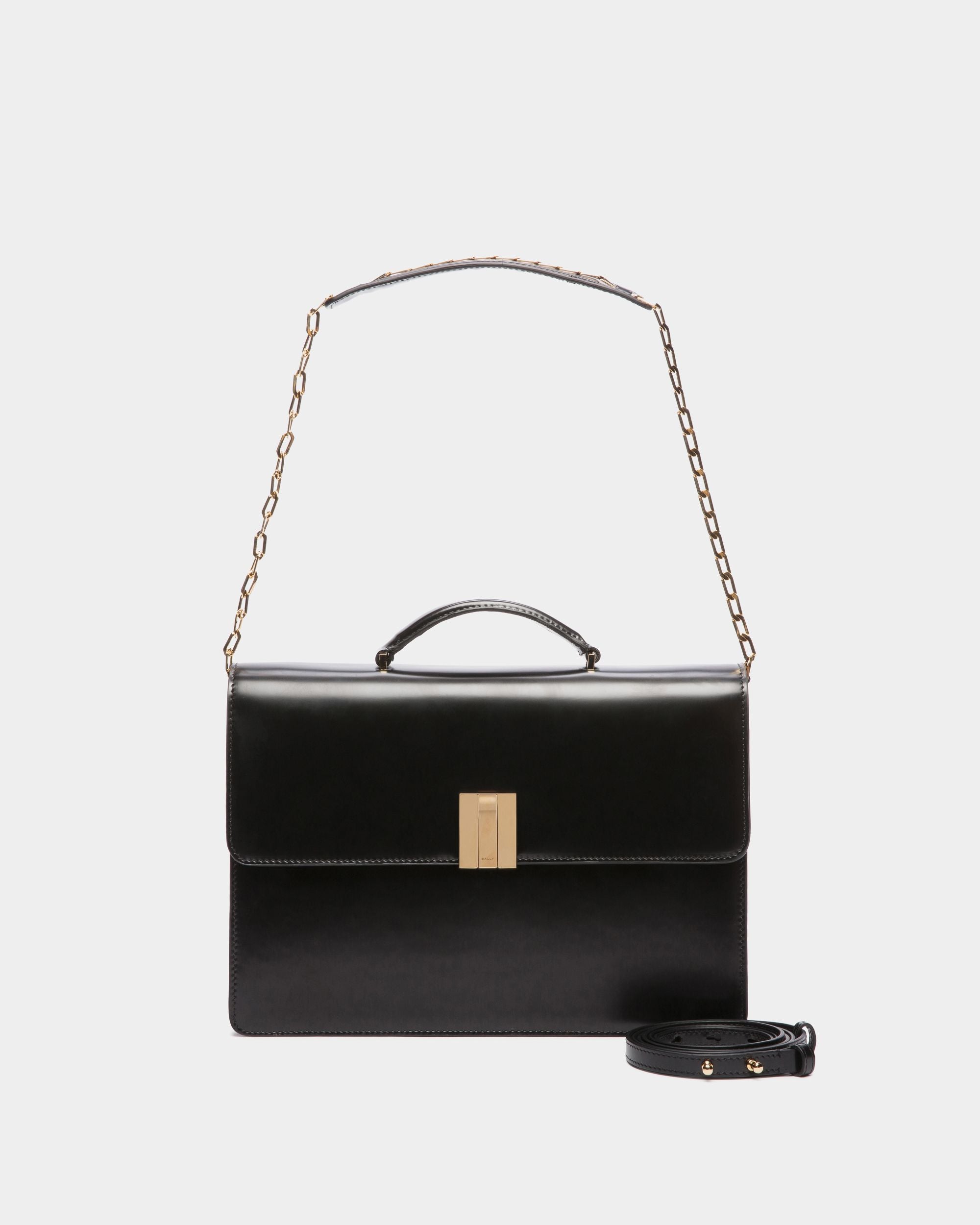 Borsa A Mano Ollam In Pelle Spazzolata Nera - Donna - Bally - 06