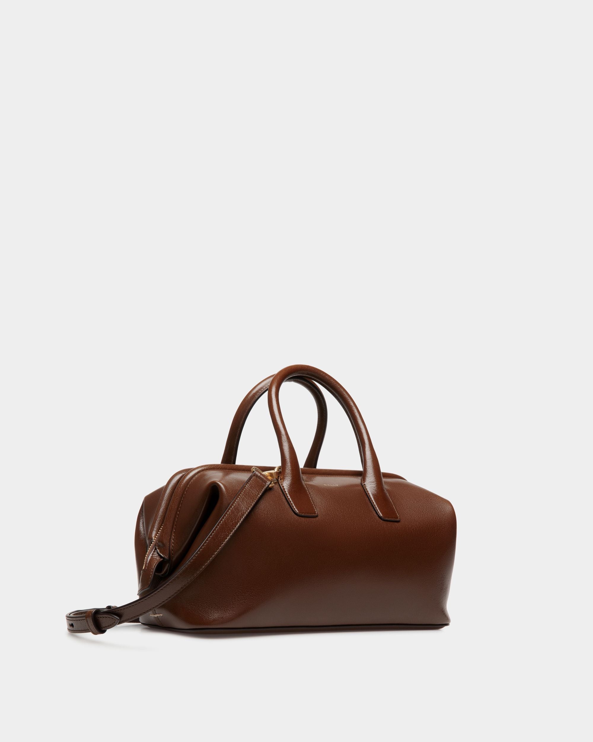 Belle Small Top Handle Bag In Marron Glacé Leather - Donna - Bally - 04