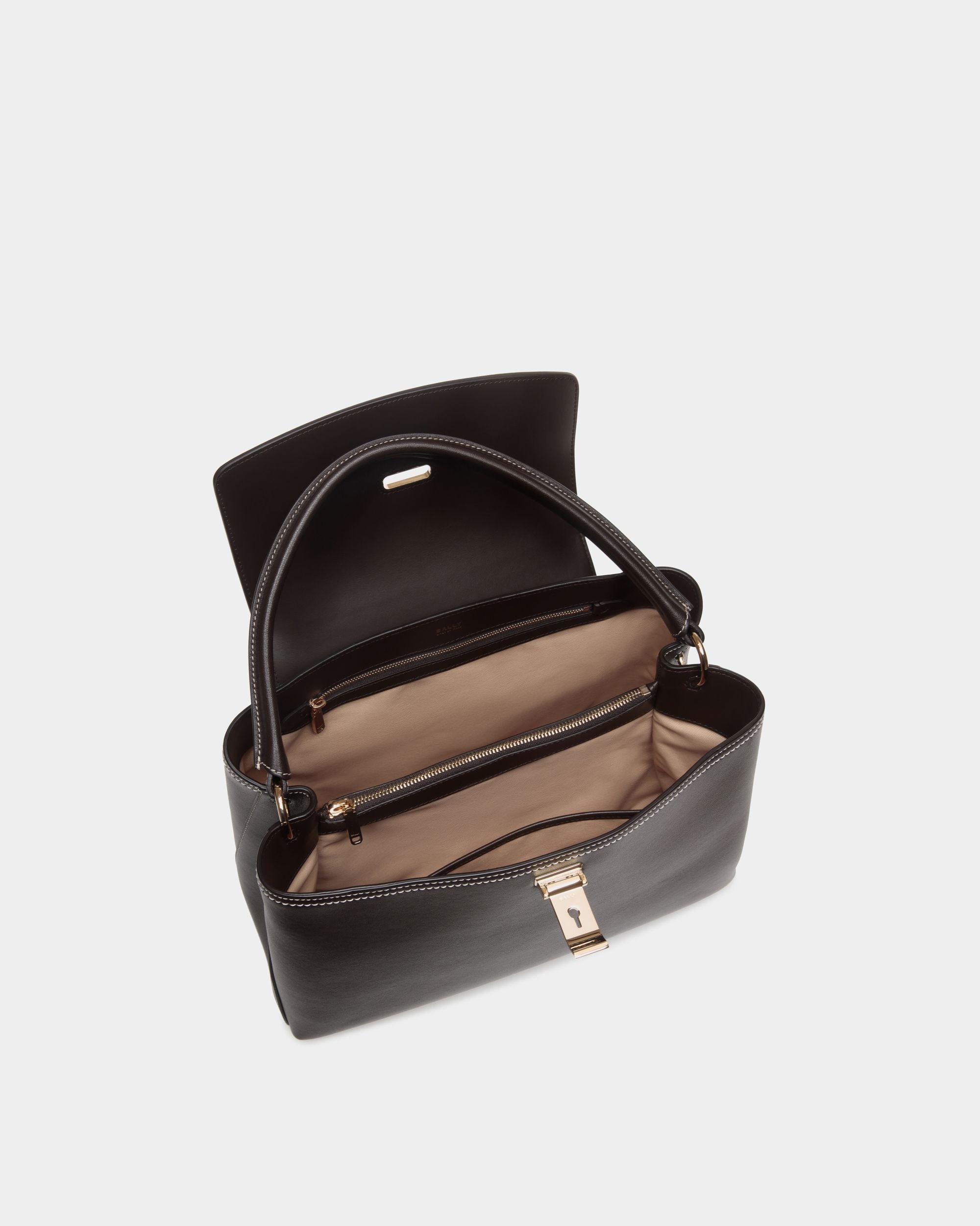 Borsa A Mano Lock Me In Pelle Color Ebano - Donna - Bally - 03
