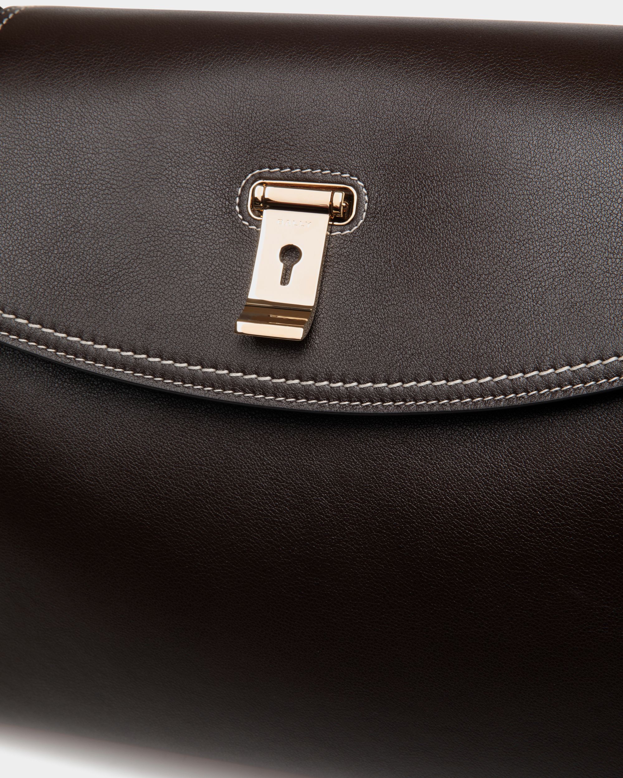 Borsa A Mano Lock Me In Pelle Color Ebano - Donna - Bally - 04