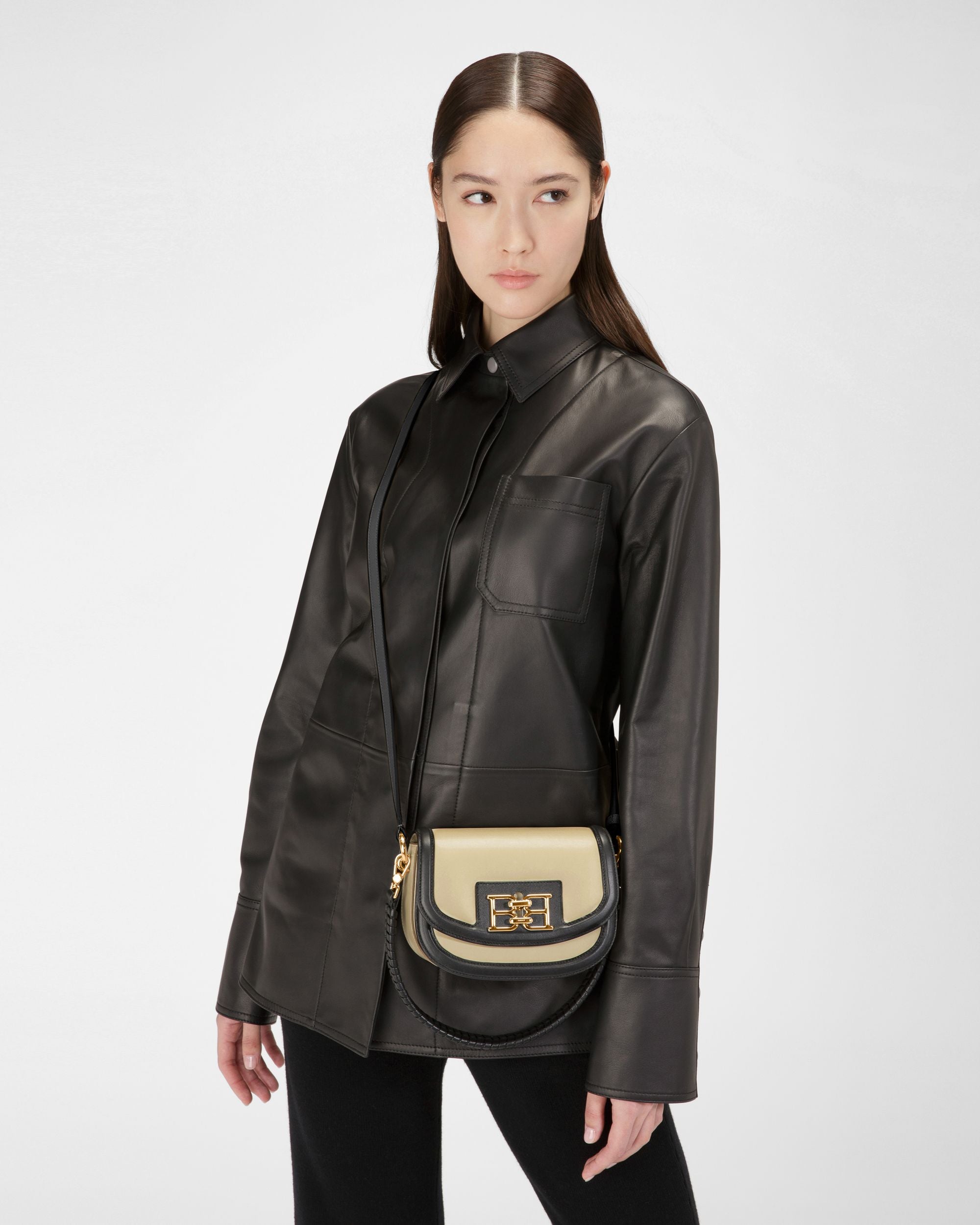 Baily Minibag In Pelle Beige Chiaro E Nera - Donna - Bally - 02