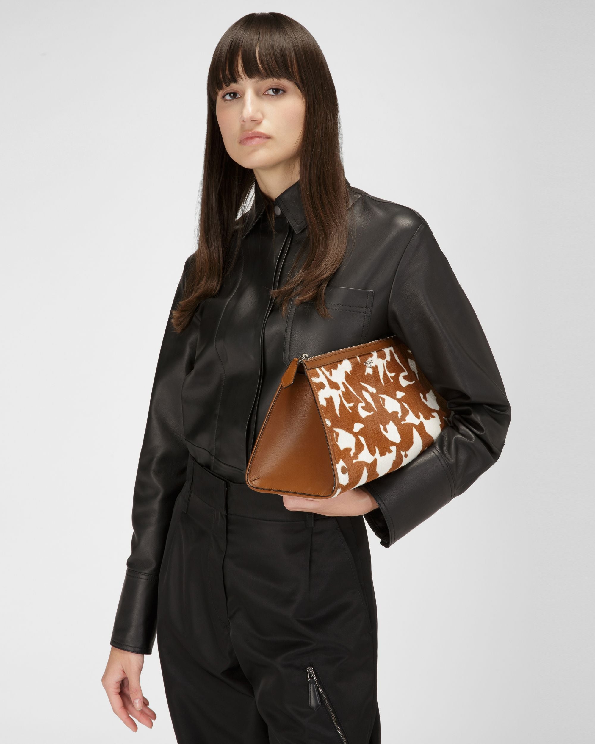 Arieel Borsetta In Pelle Marrone E Bianca - Donna - Bally - 06