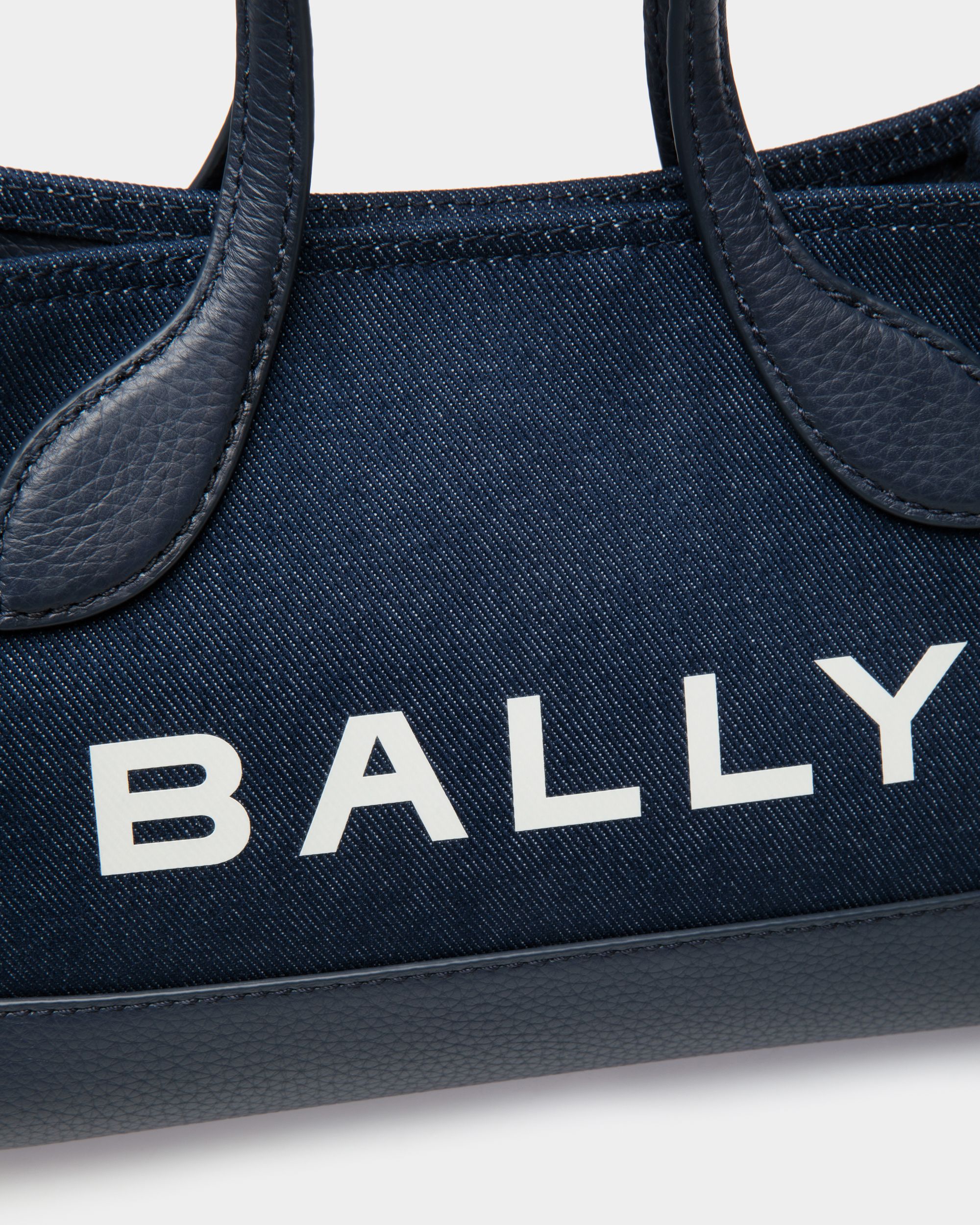 Borsa Mini Bar In Tessuto Denim Blu - Donna - Bally - 05
