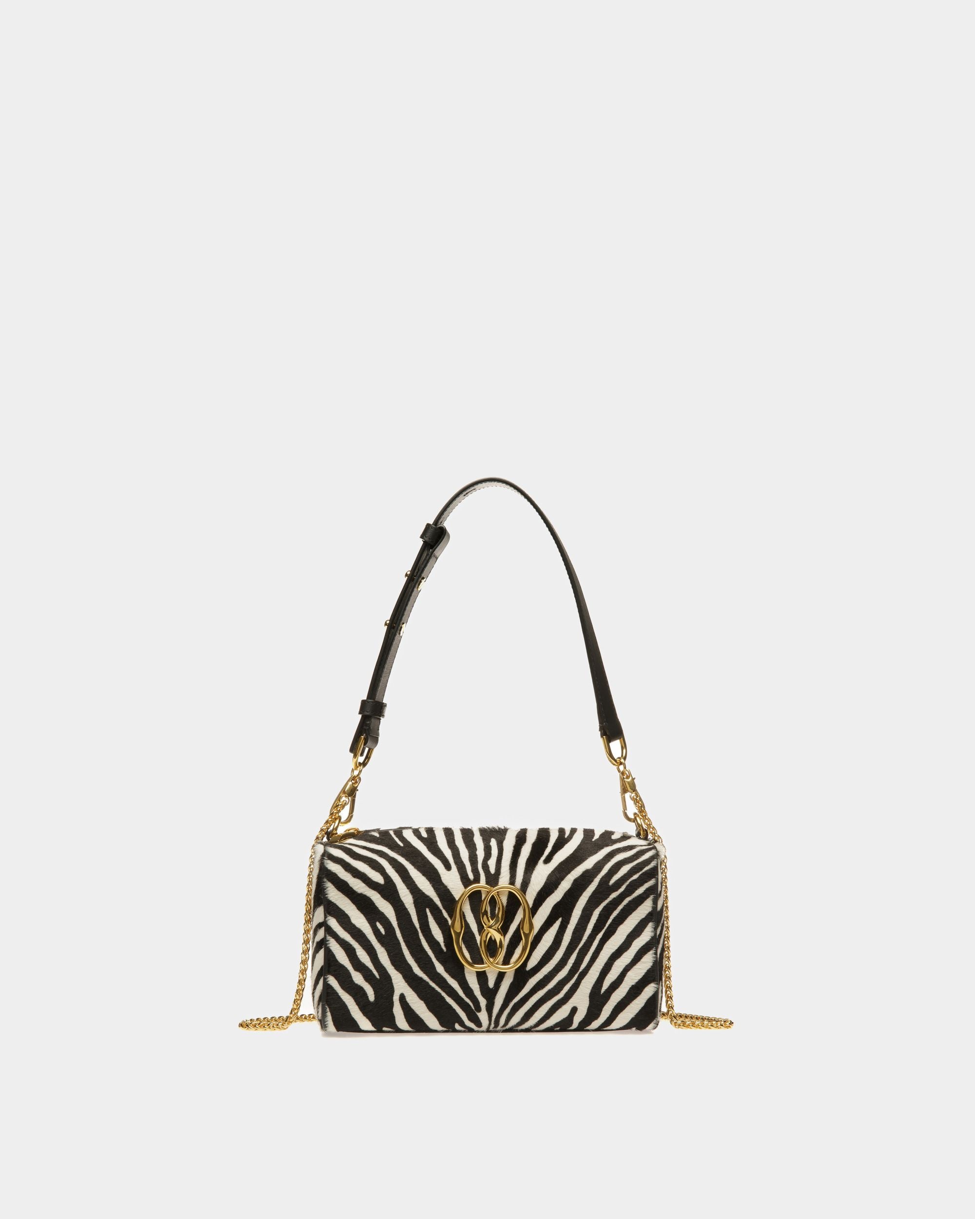 Borsa Mini Emblem In Cavallino Bianco E Nero - Donna - Bally - 01