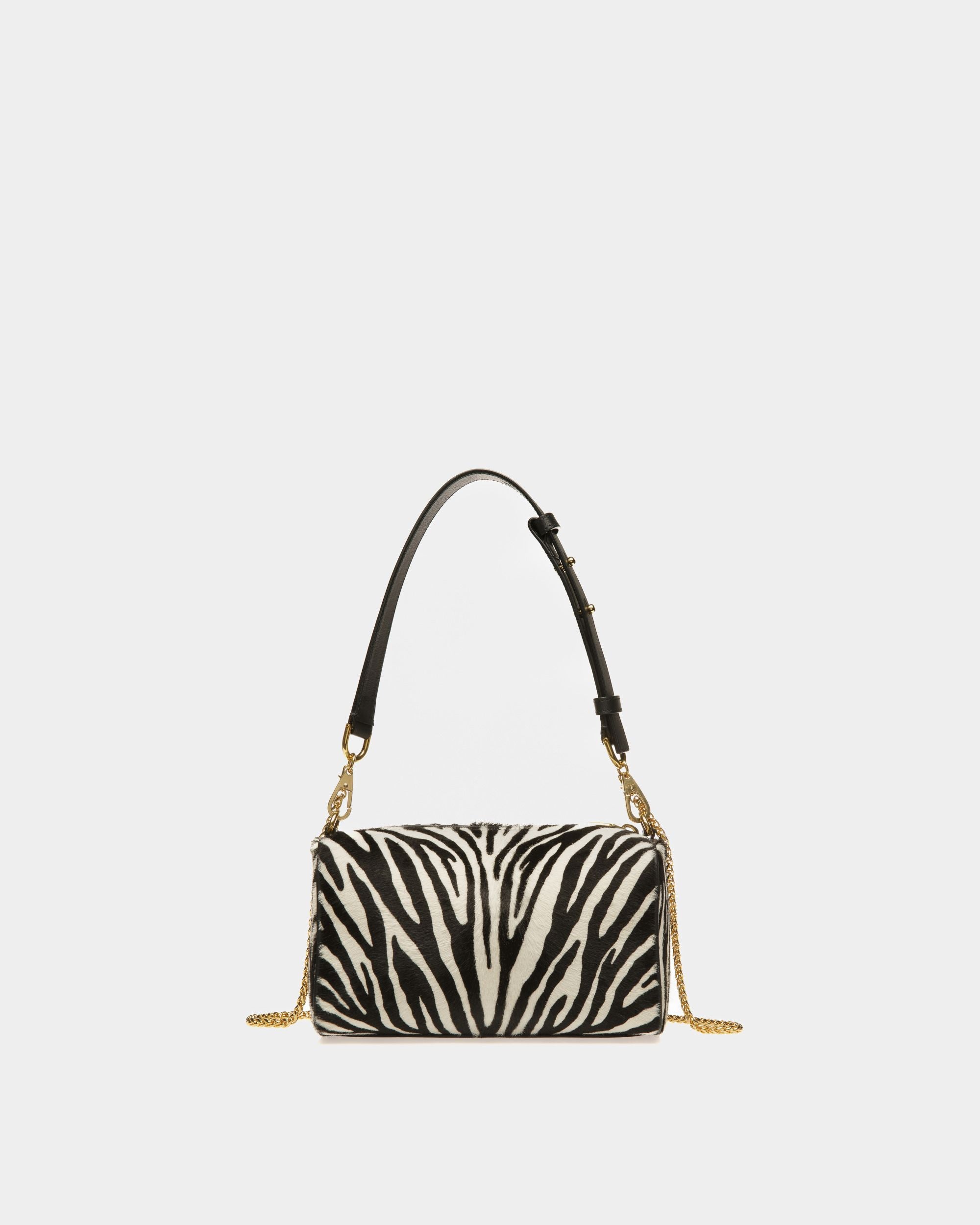 Borsa Mini Emblem In Cavallino Bianco E Nero - Donna - Bally - 02