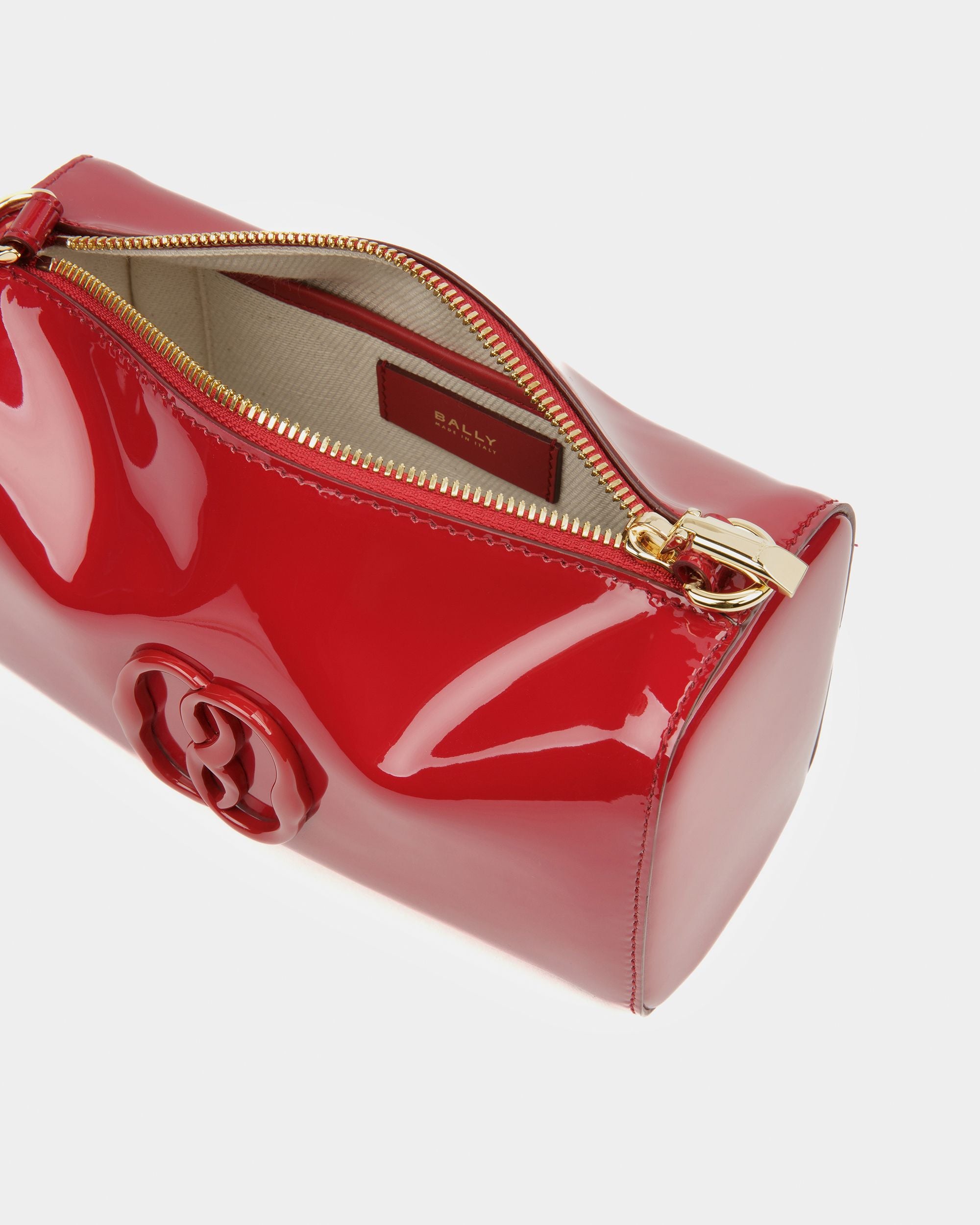 Borsa Mini Emblem In Pelle Rubino Scuro - Donna - Bally - 03