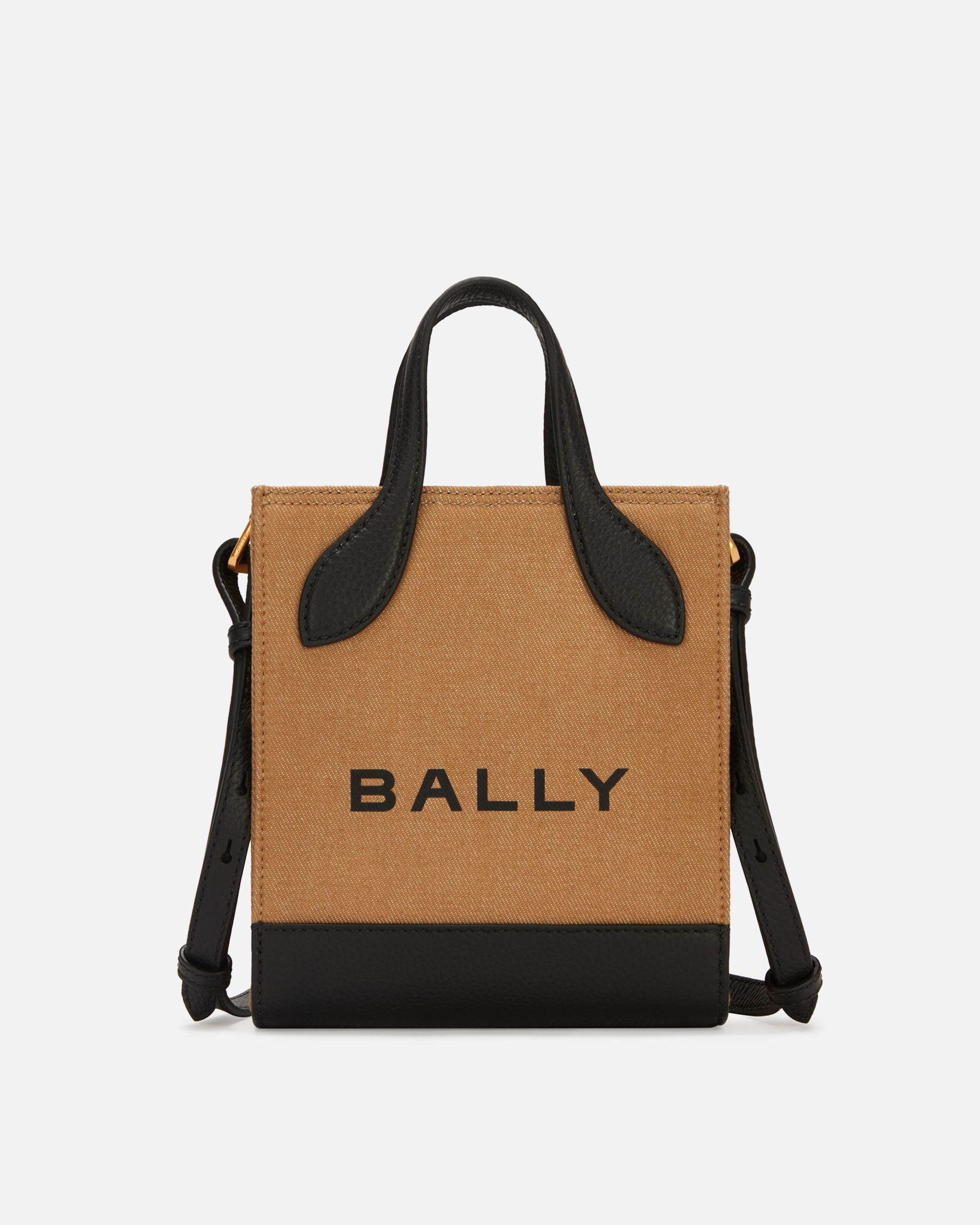 Tote Bag Mini Bar In Pelle E Tela Beige E Nera - Donna - Bally - 01