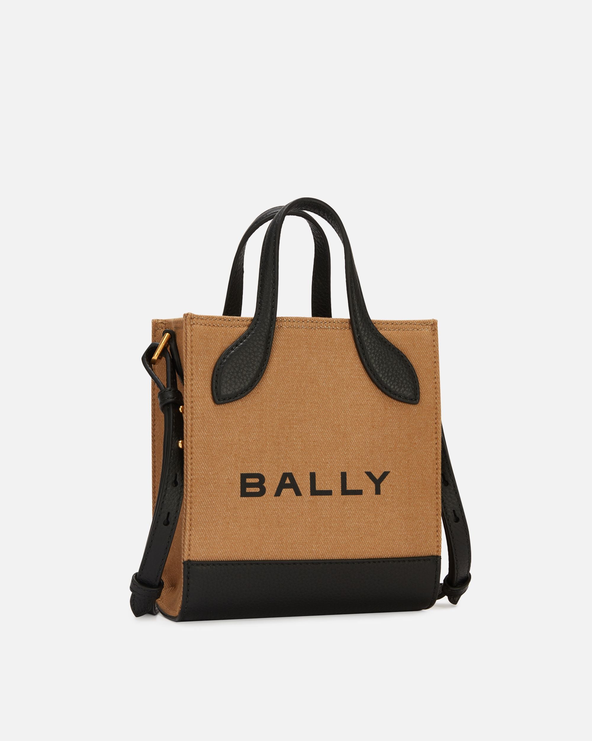 Tote Bag Mini Bar In Pelle E Tela Beige E Nera - Donna - Bally - 03