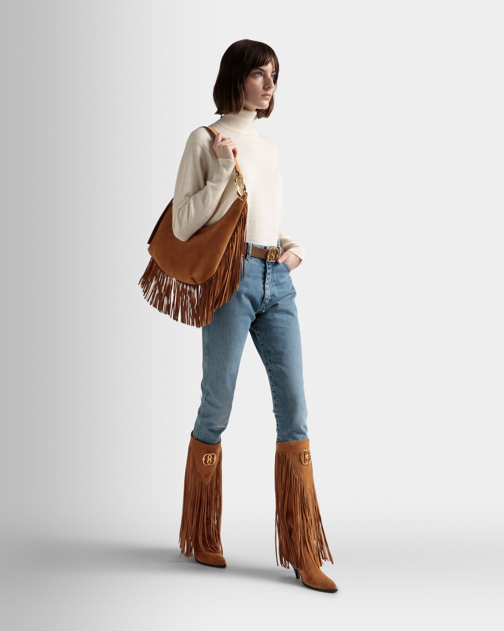 Borsa Hobo Baroque In Pelle Ocra - Donna - Bally - 02