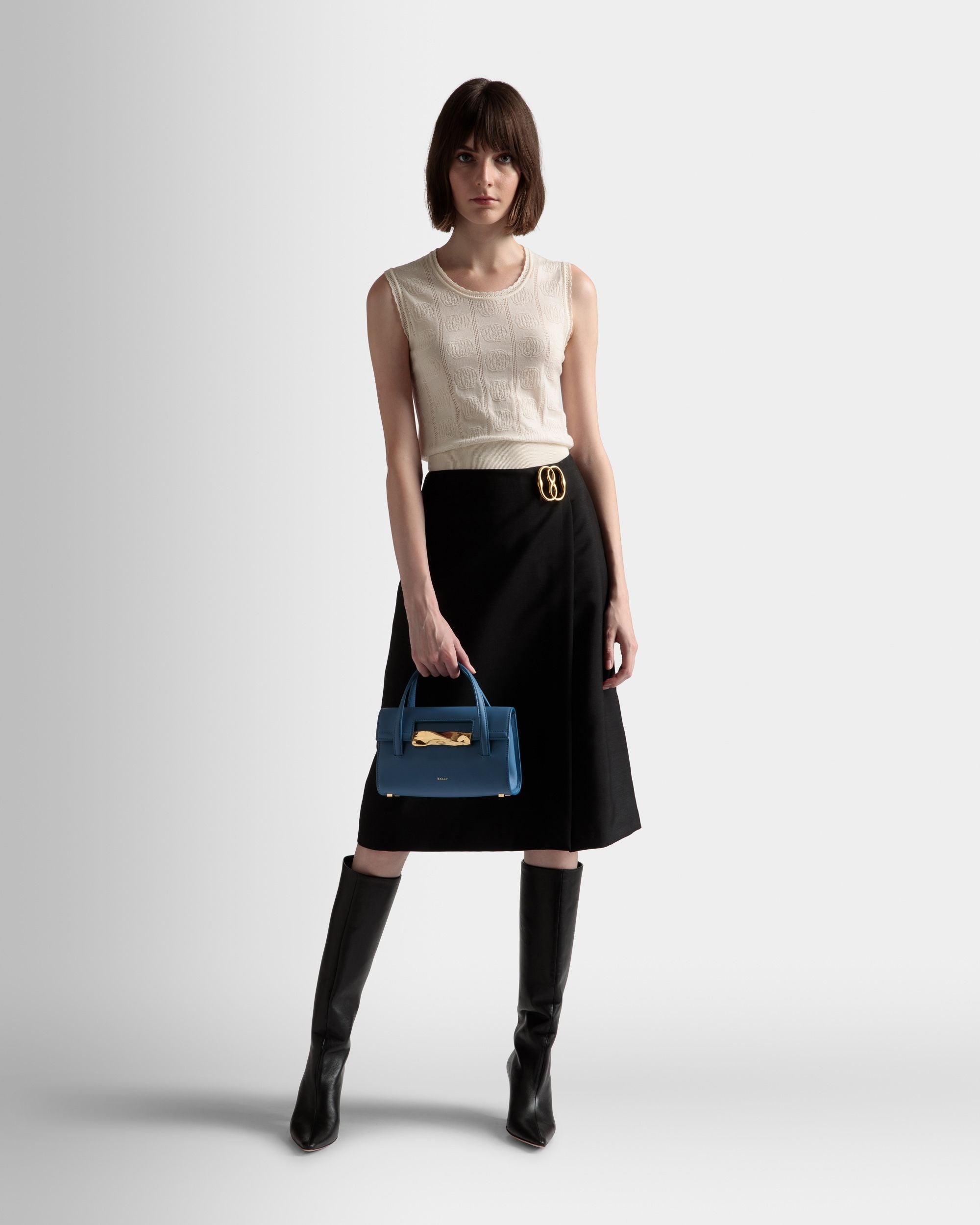 Borsa Mini Baroque In Pelle Blue Kiss - Donna - Bally - 02