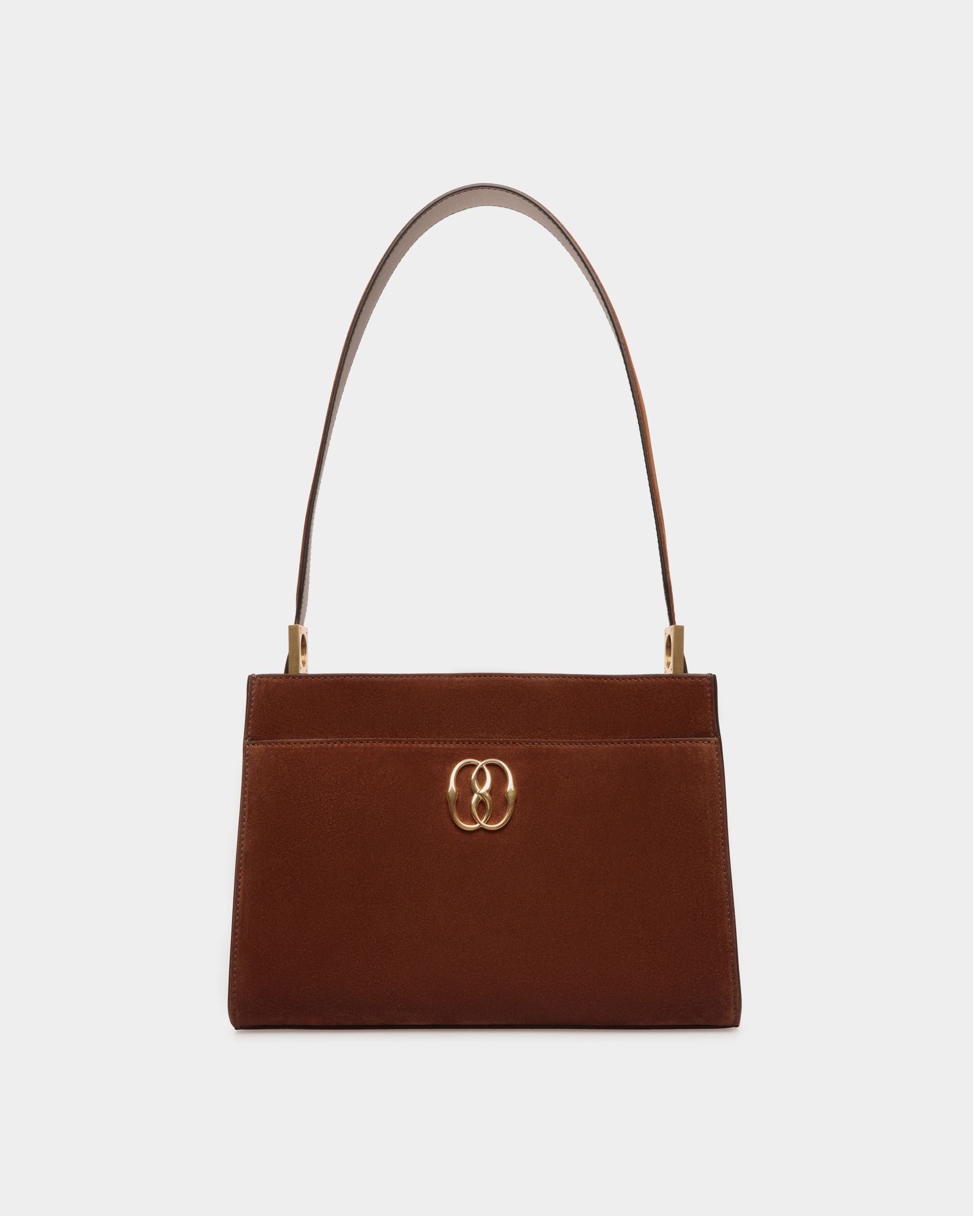 Borsa A Spalla Emblem In Pelle Scamosciata Marrone - Donna - Bally - 01
