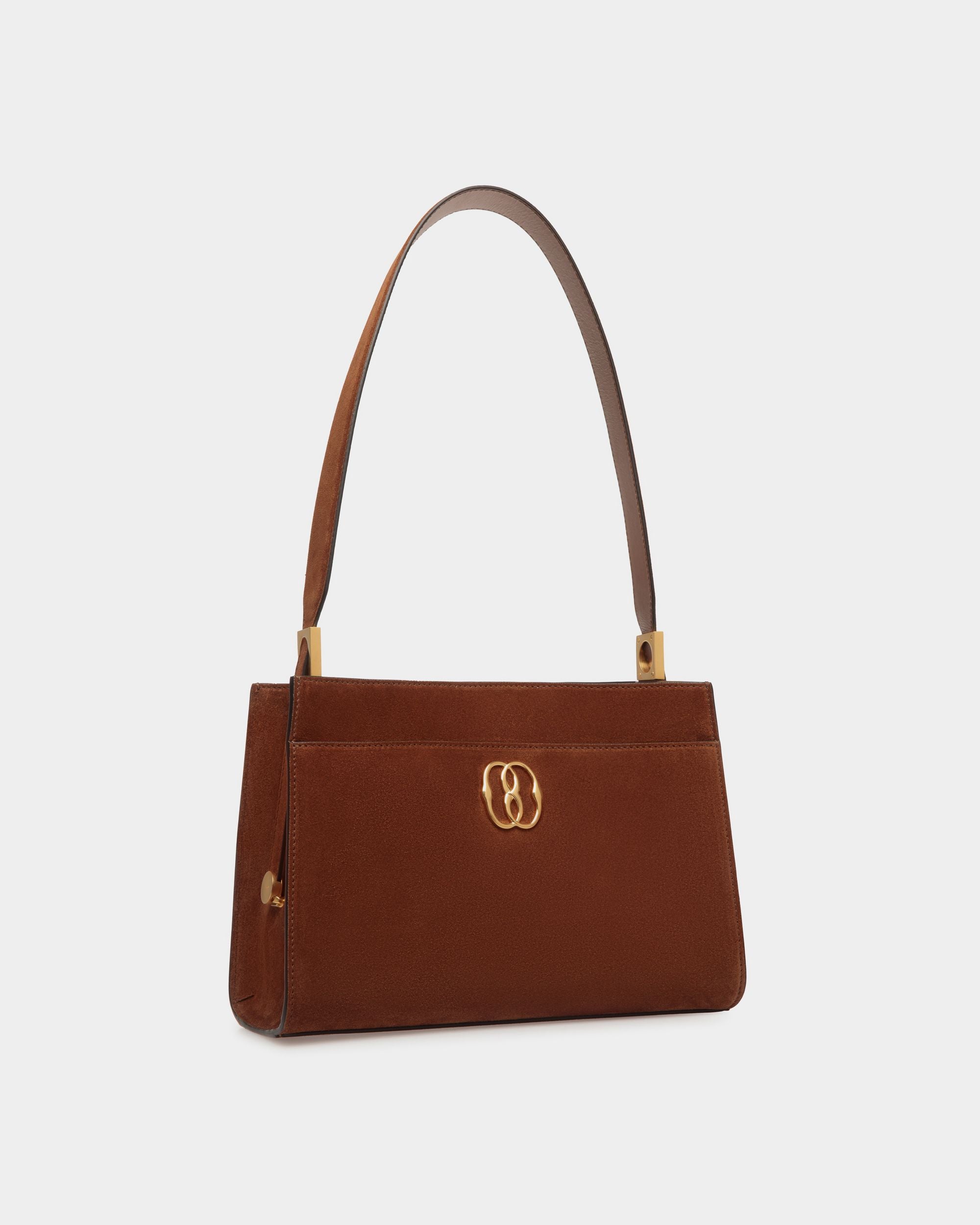 Borsa A Spalla Emblem In Pelle Scamosciata Marrone - Donna - Bally - 03