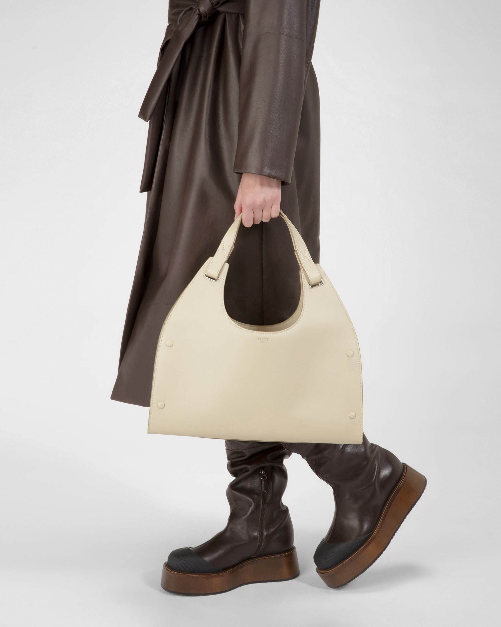 Ahres Borsa A Tracolla In Pelle Beige Chiaro - Donna - Bally - 06