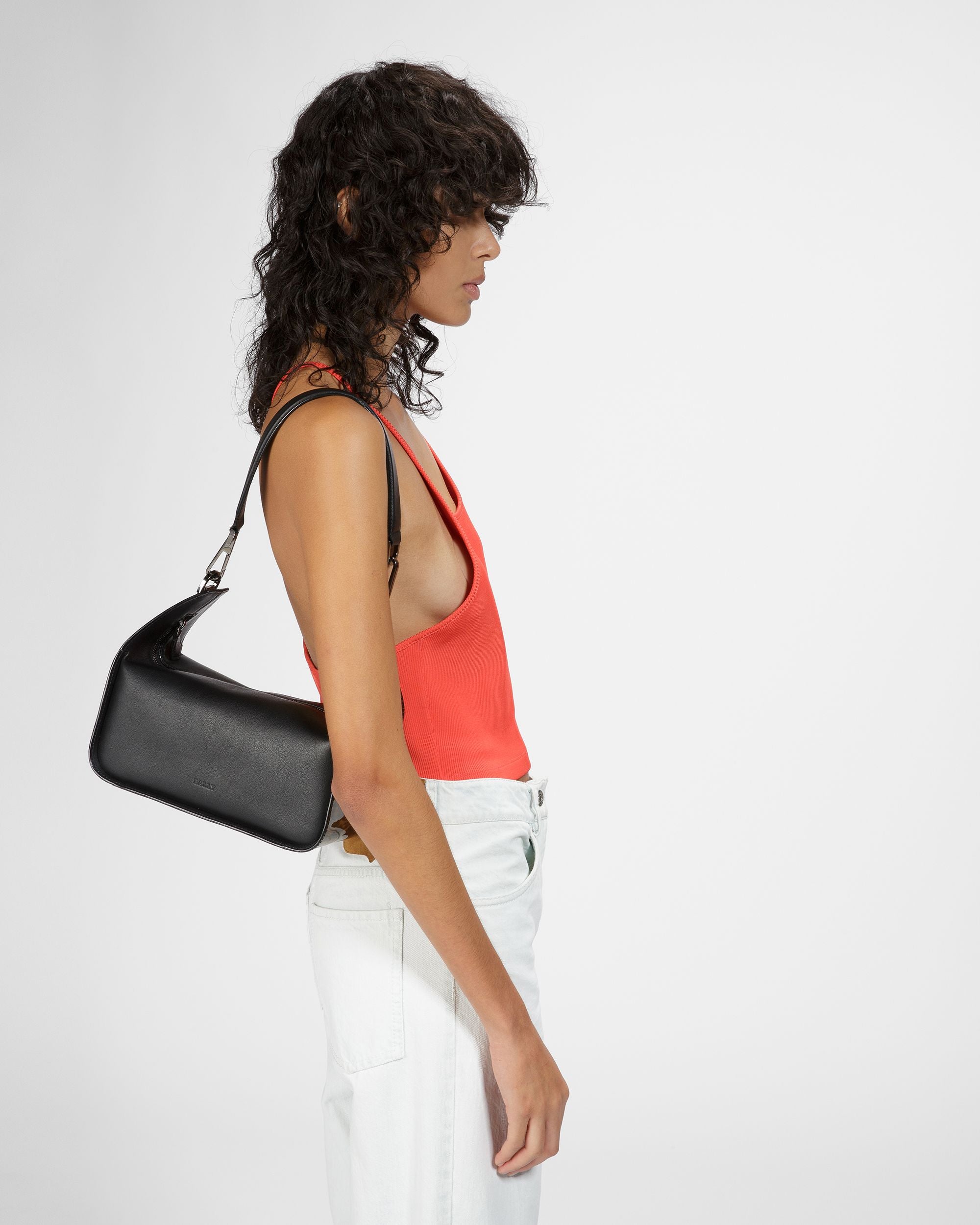 B-Hook Borsa A Spalla In Pelle Nera - Donna - Bally - 02