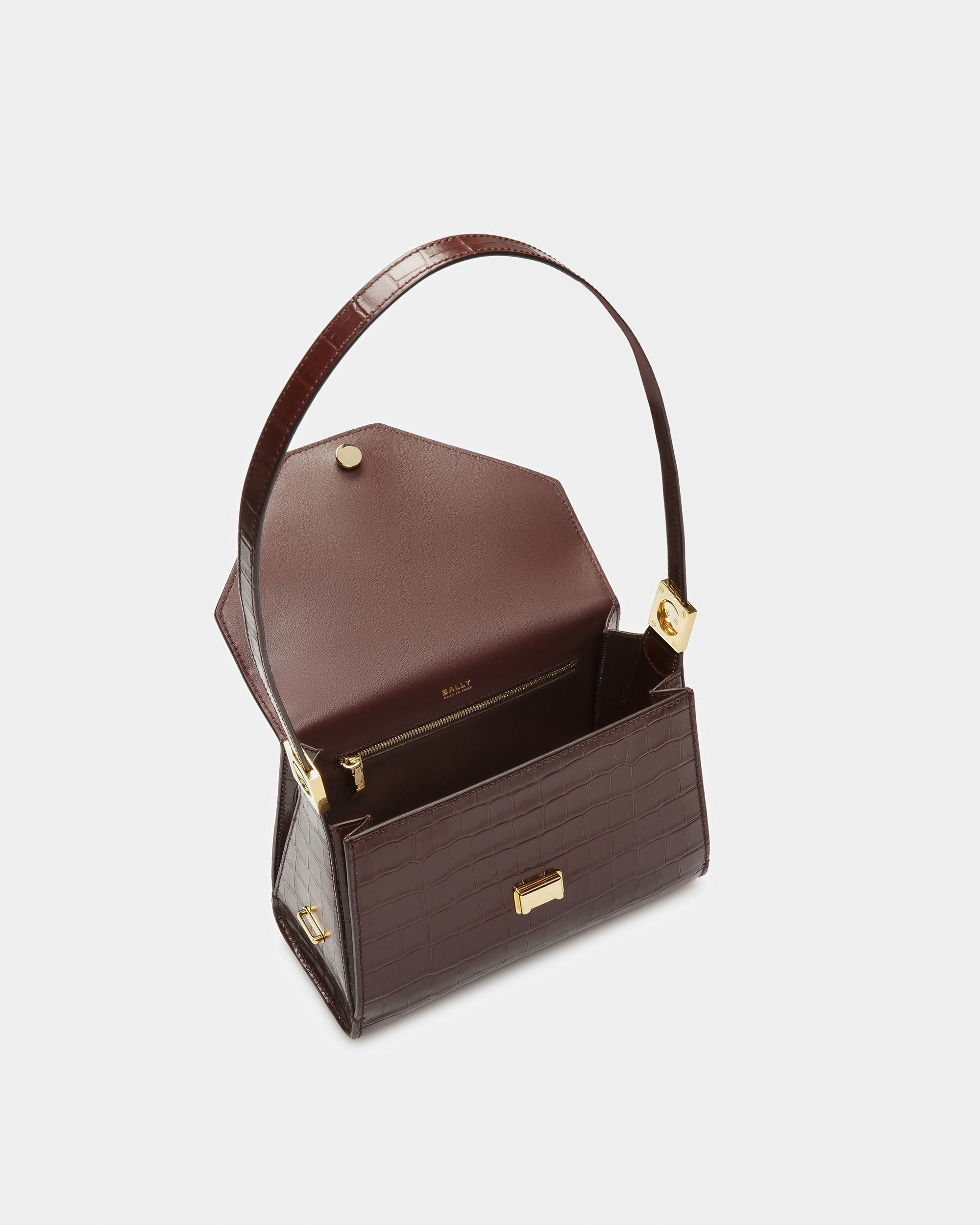 Borsa Con Manico Superiore Emblem In Pelle Goffrata Cocco - Donna - Bally - 05