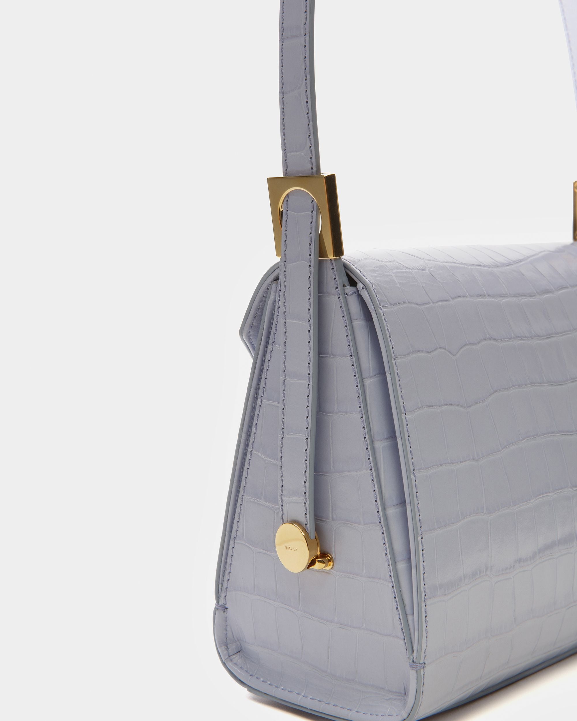 Borsa A Mano Emblem In Pelle Azzurra - Donna - Bally - 04