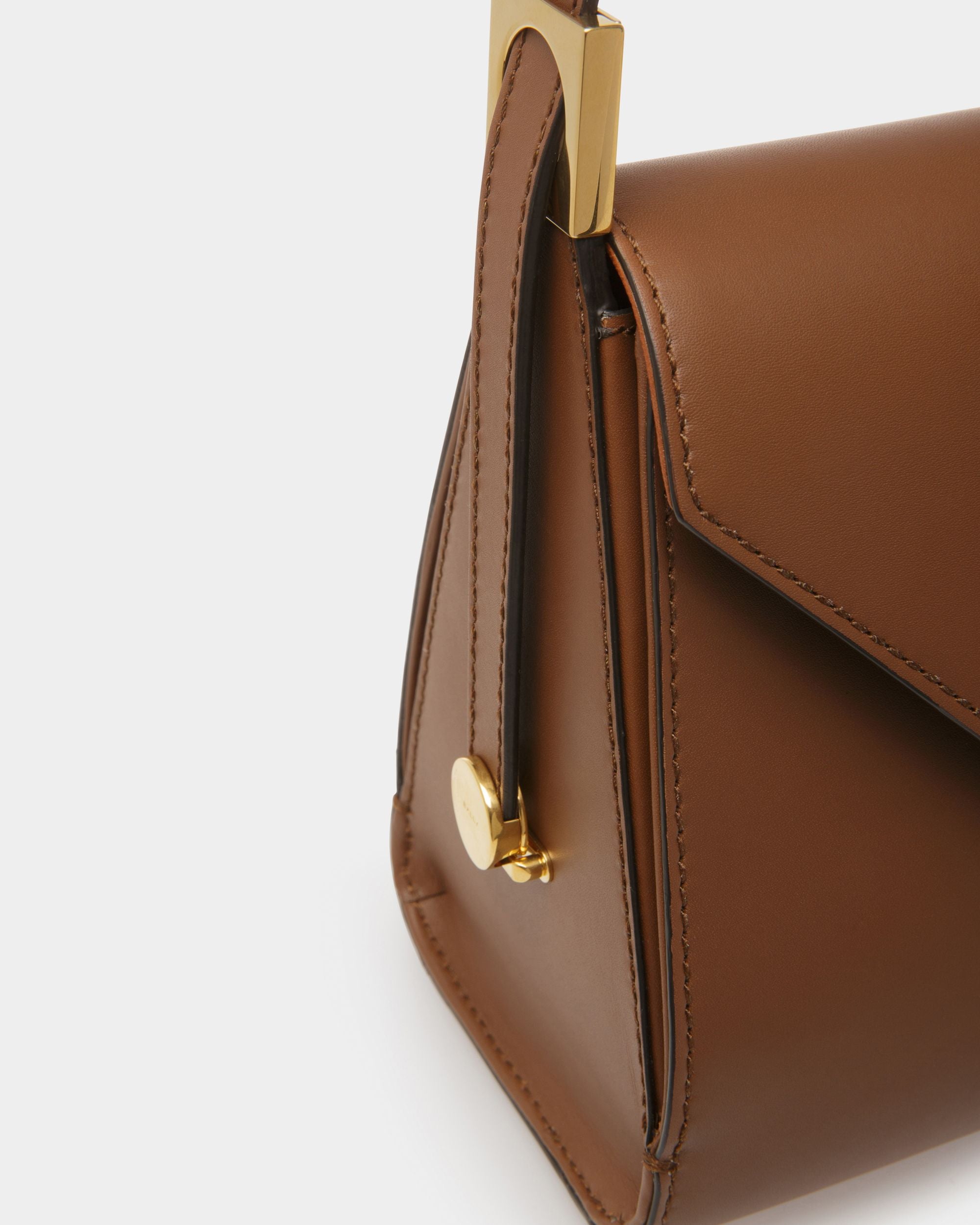 Borsa Con Manico Superiore Emblem In Pelle Marrone - Donna - Bally - 05