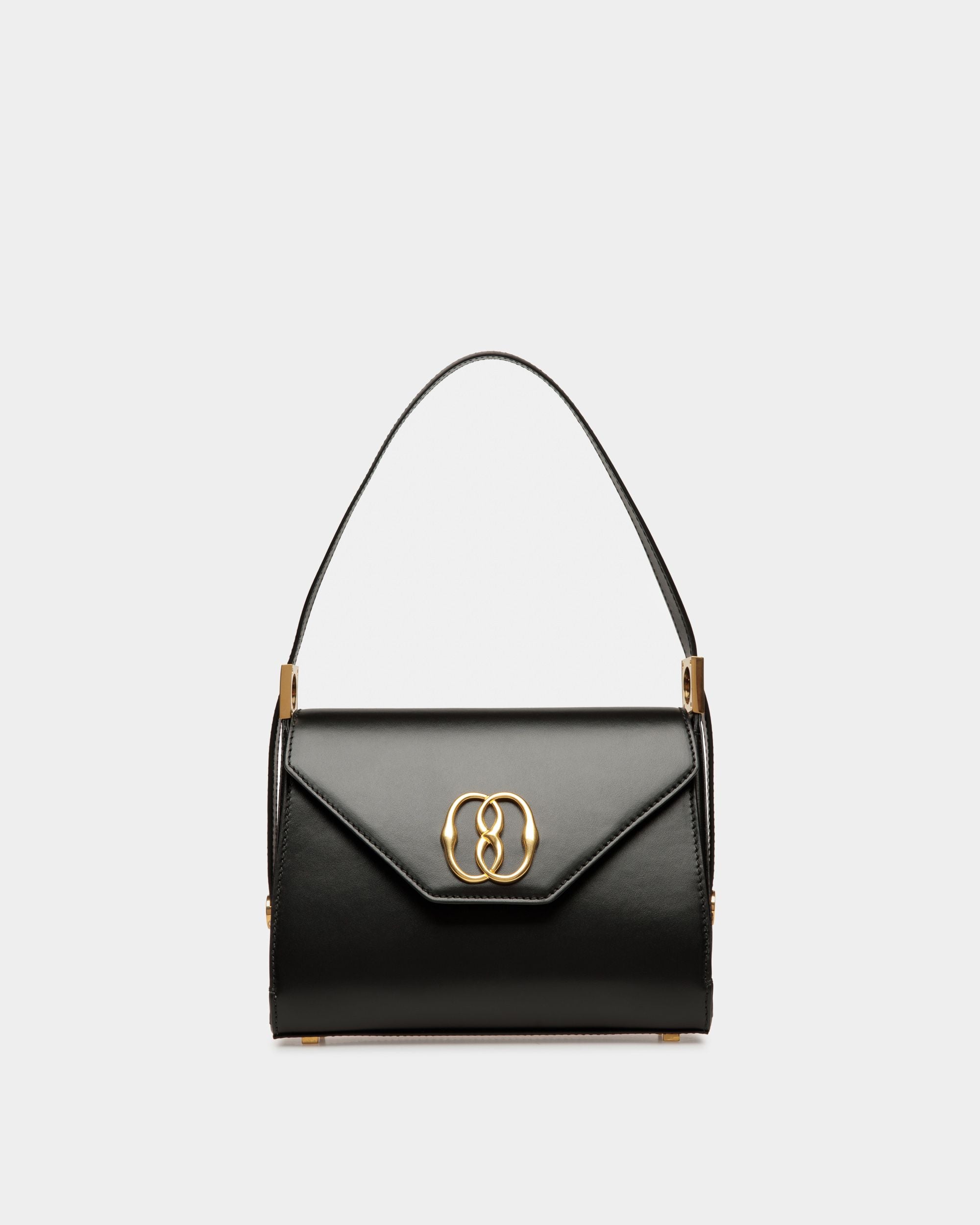 Borsa Con Manico Superiore Emblem In Pelle Nera - Donna - Bally - 01