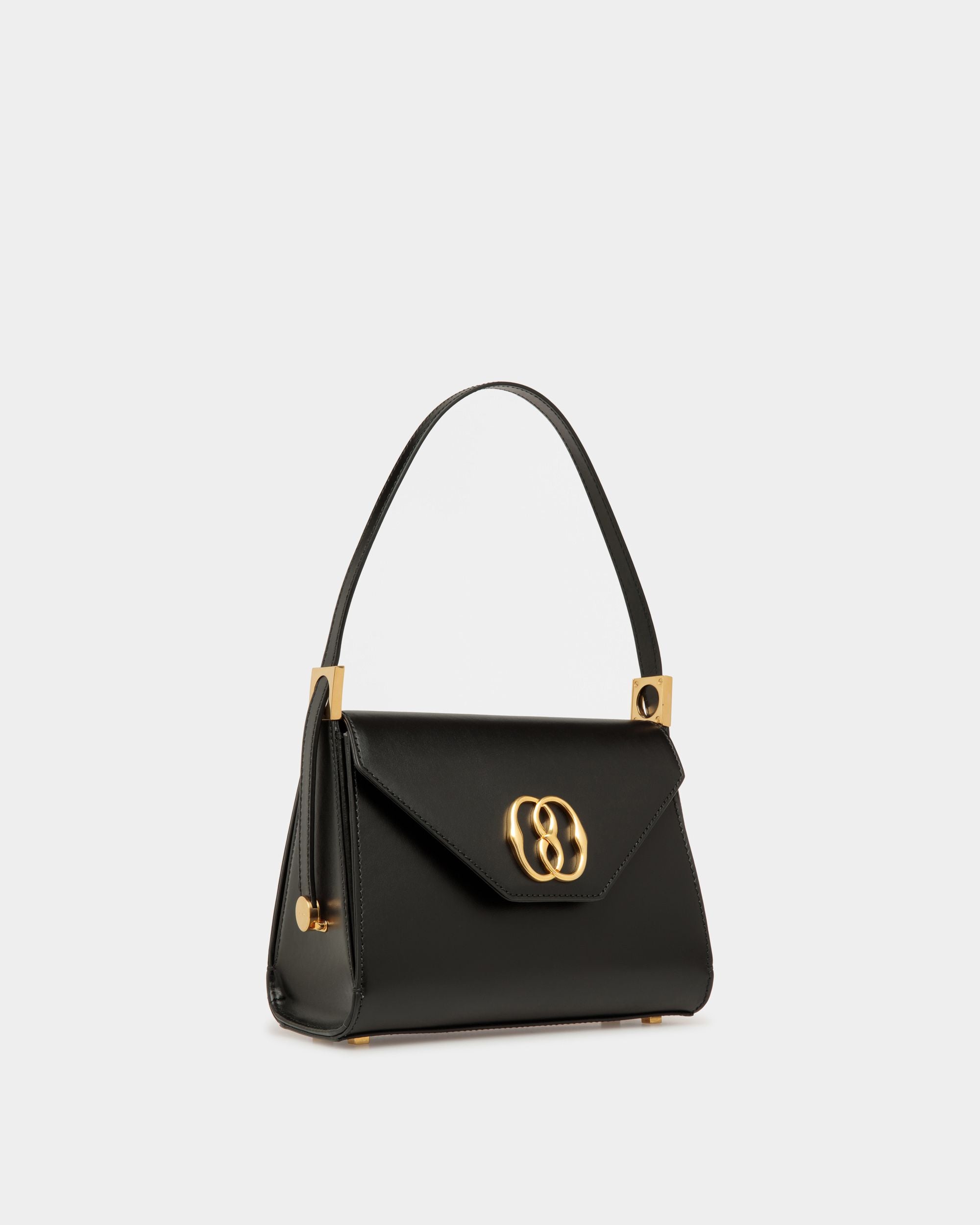 Borsa Con Manico Superiore Emblem In Pelle Nera - Donna - Bally - 03
