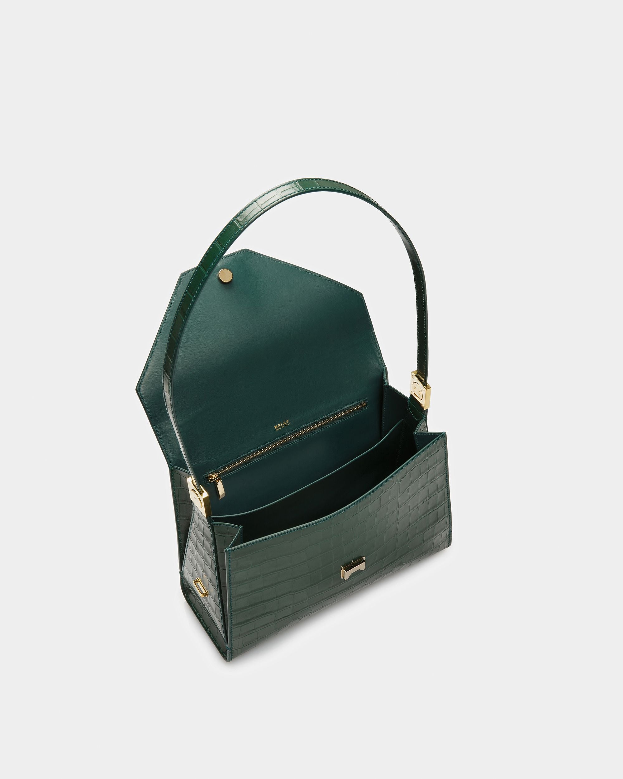 Borsa A Spalla Emblem In Pelle Goffrata Cocco - Donna - Bally - 05