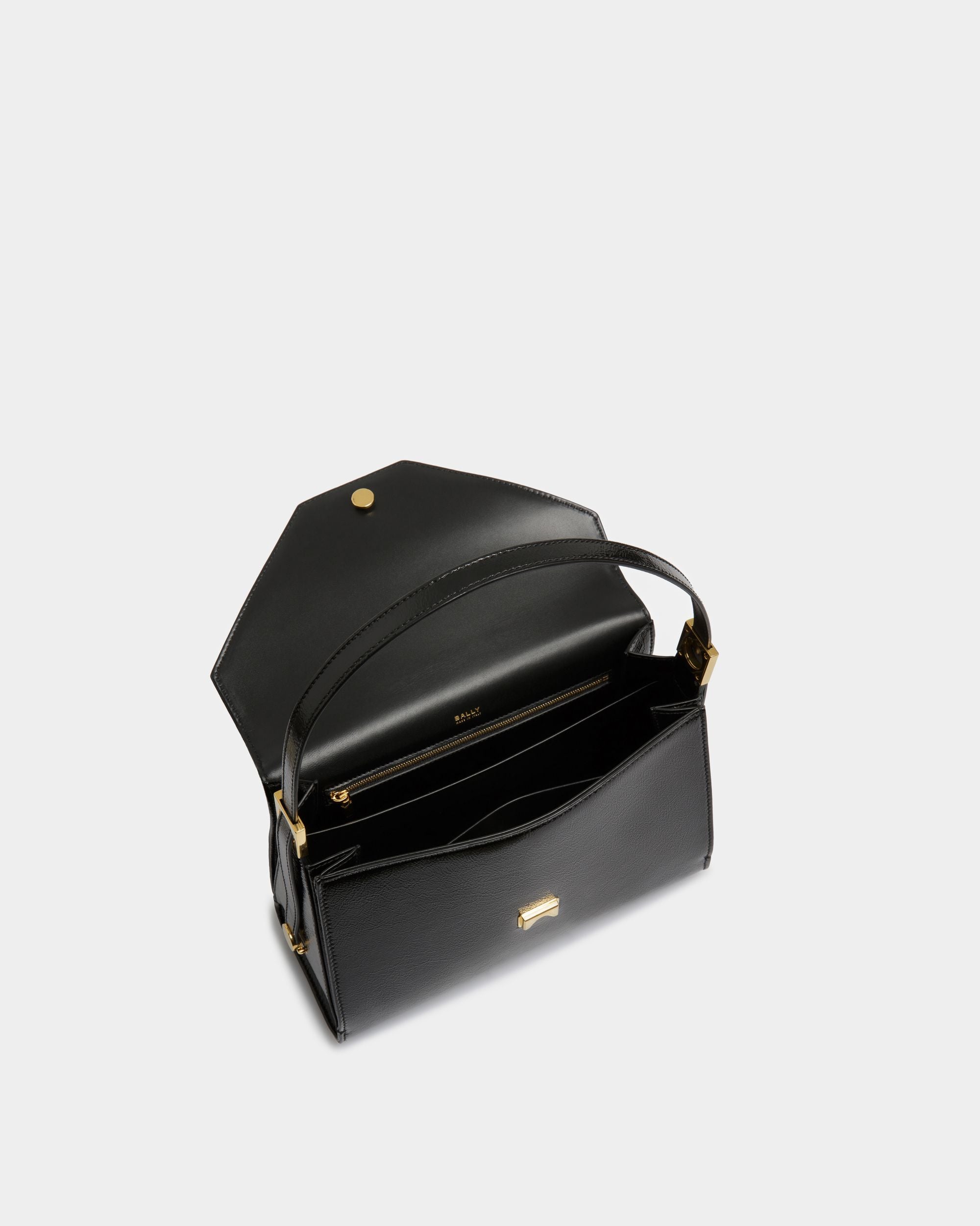 Borsa A Spalla Emblem In Pelle Nera - Donna - Bally - 04