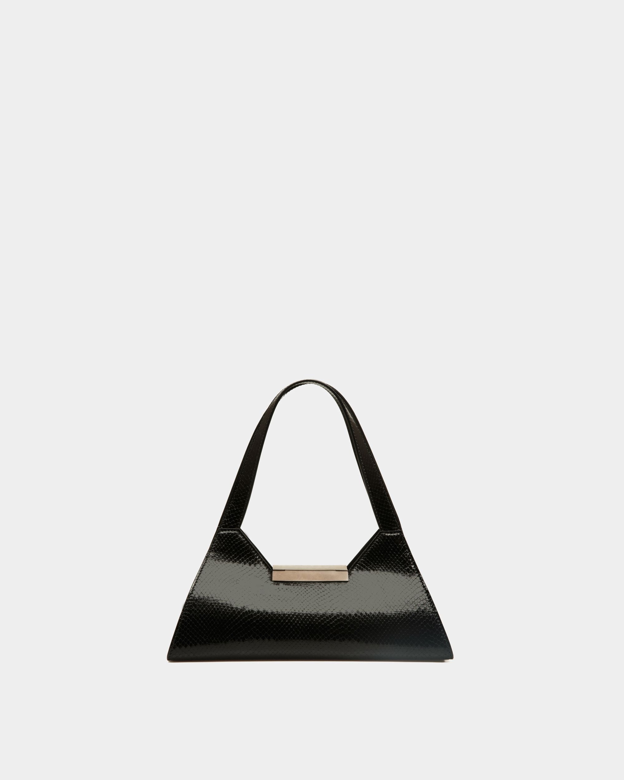 Borsa a Spalla Piccola Tilt in Pelle con Stampa Pitonata Nera - Donna - Bally - 02