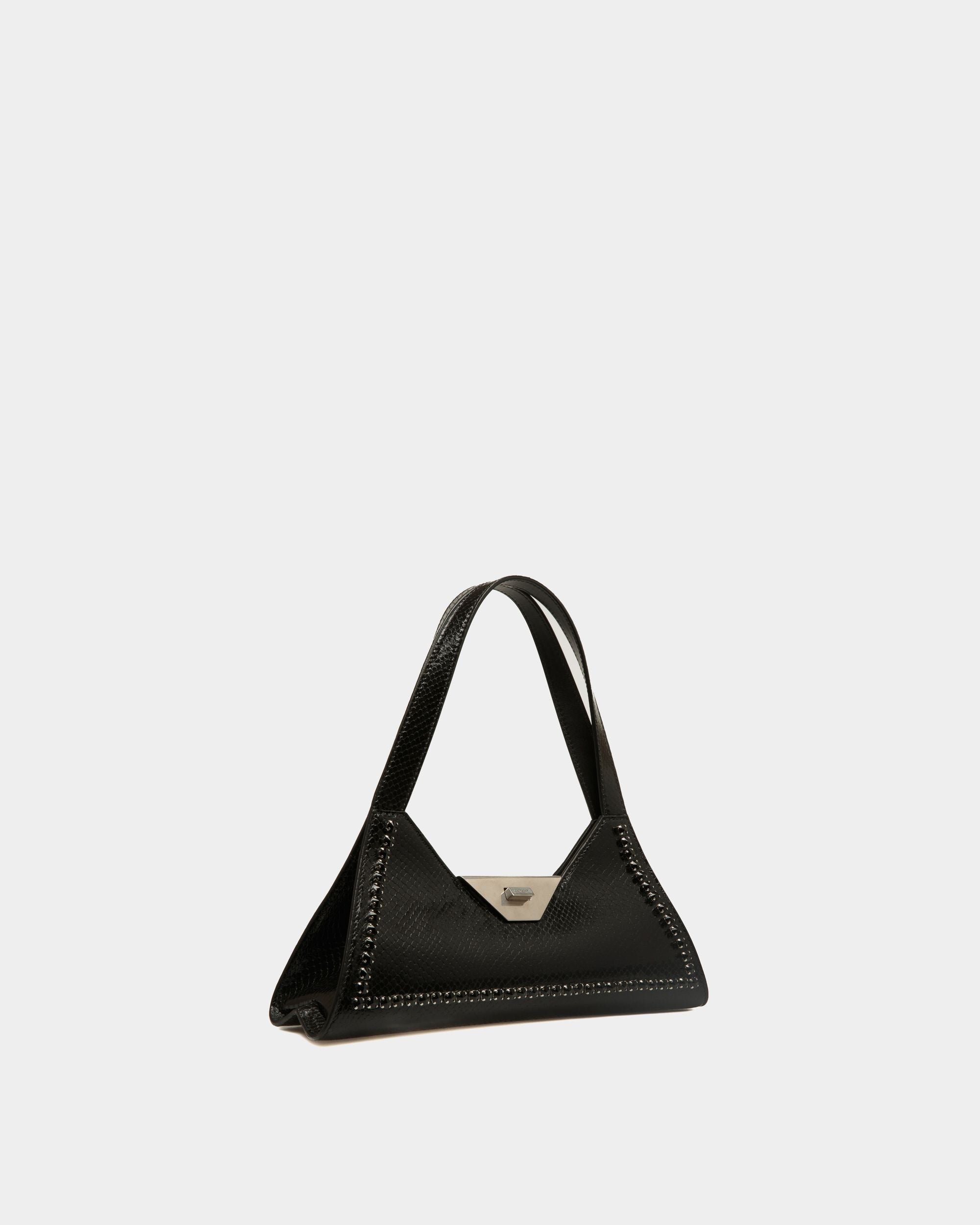 Borsa a Spalla Piccola Tilt in Pelle con Stampa Pitonata Nera - Donna - Bally - 03