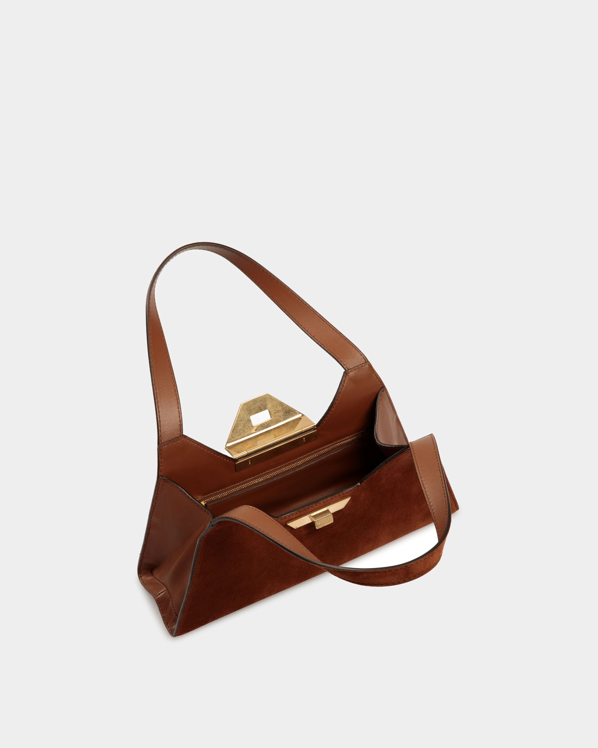 Borsa A Spalla Trilliant Small In Pelle Scamosciata Marrone - Donna - Bally - 05