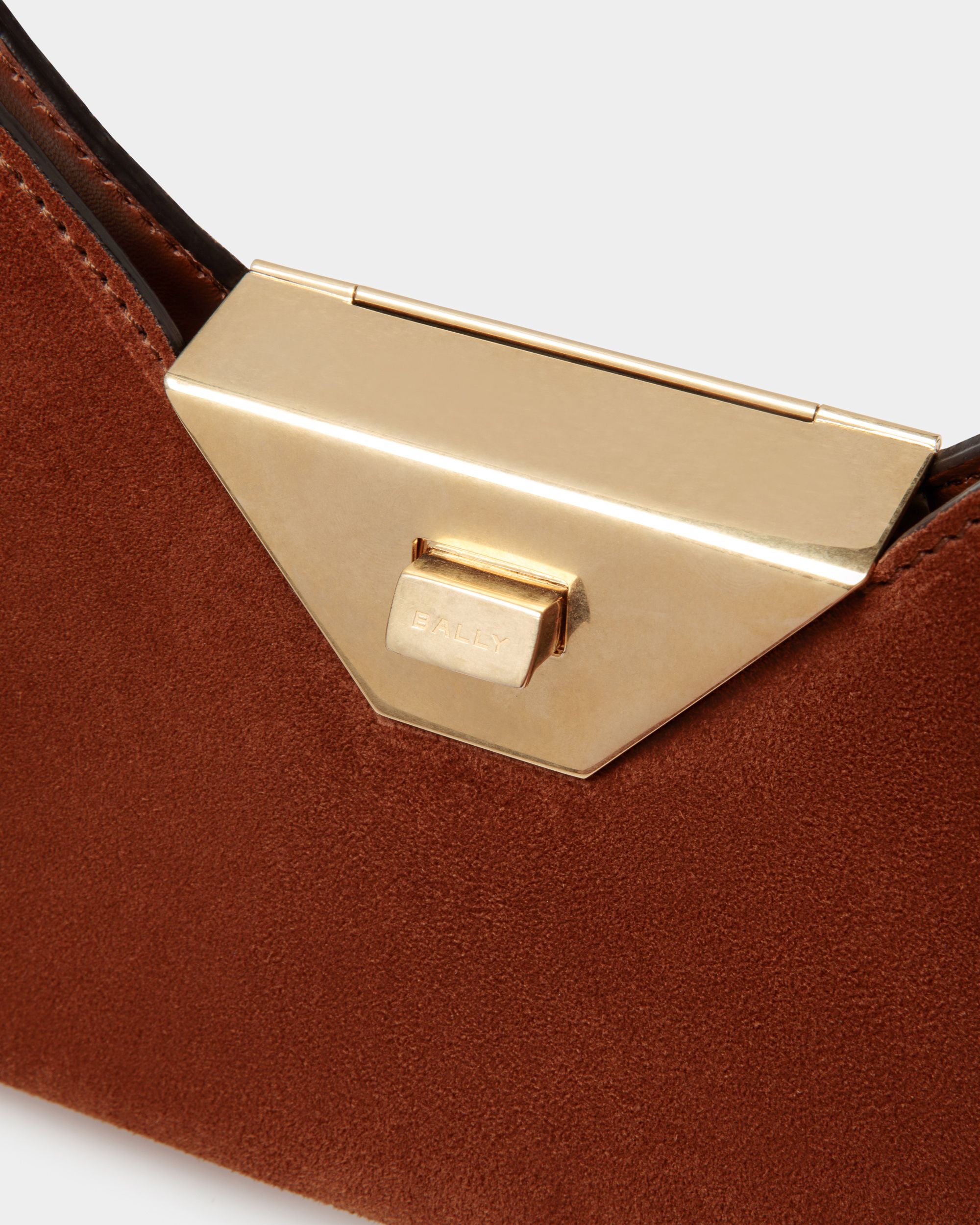 Borsa A Spalla Trilliant Small In Pelle Scamosciata Marrone - Donna - Bally - 06