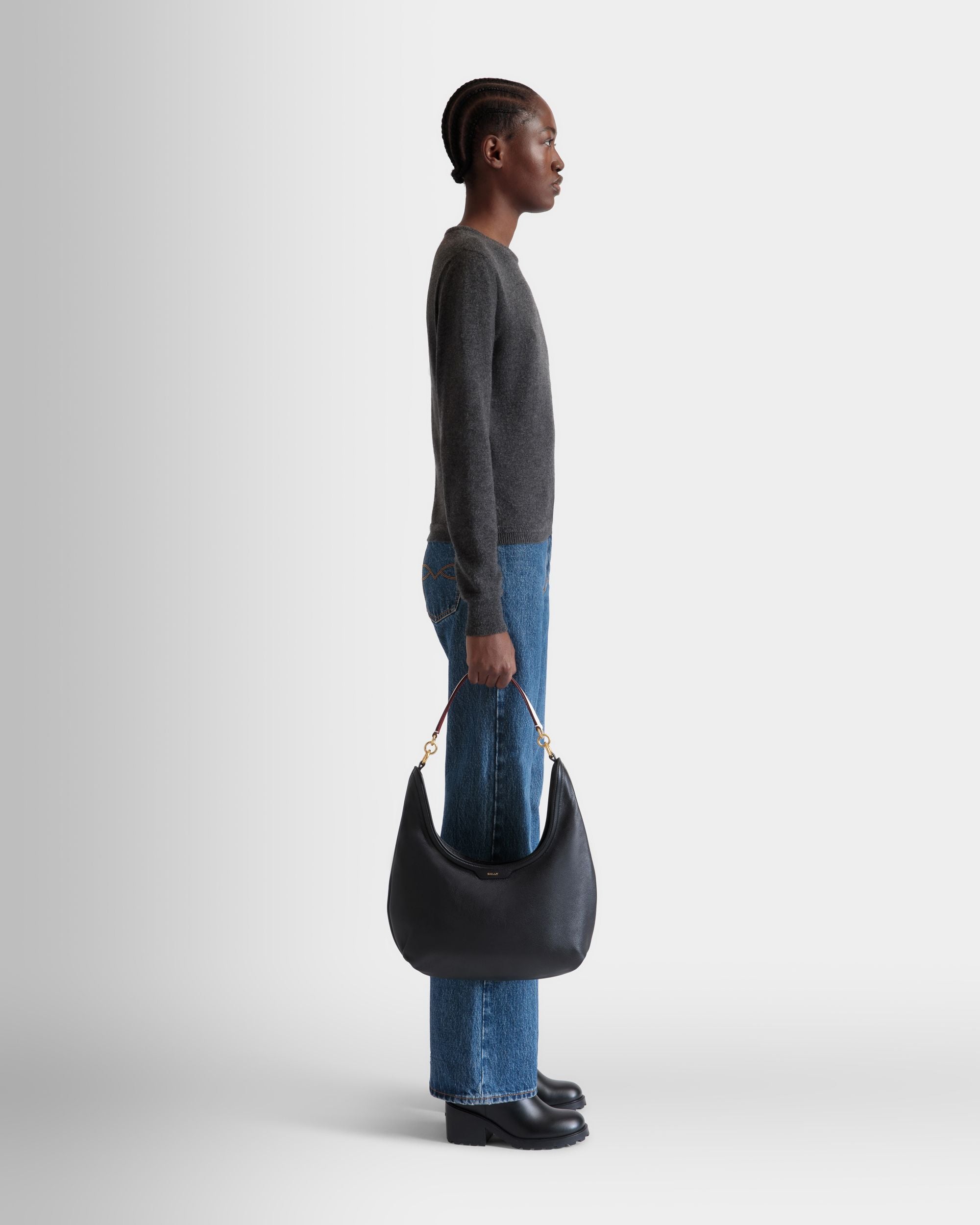 Borsa Hobo Code In Pelle Nera - Donna - Bally - 01