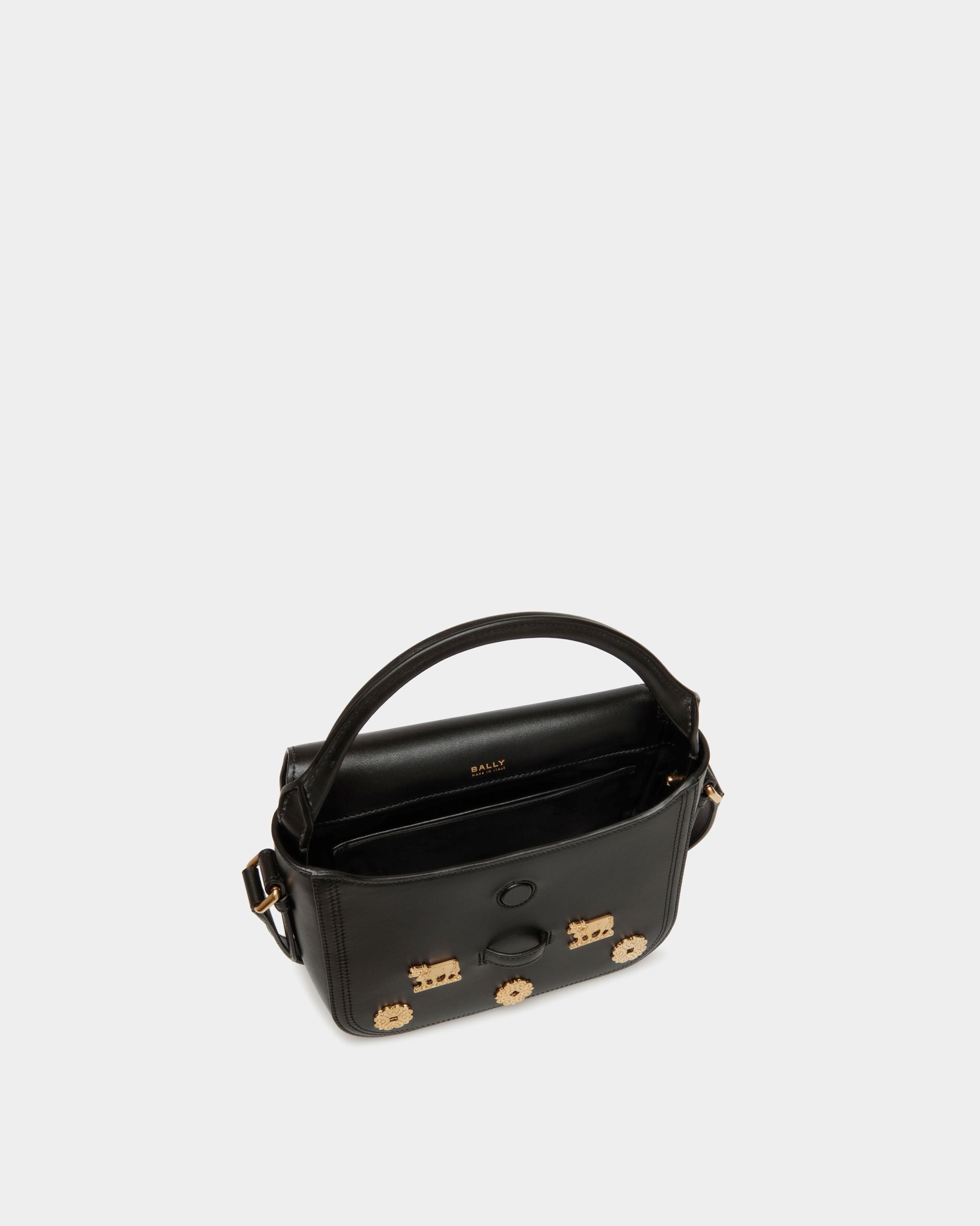 Borsa Mini Beckett In Pelle Nera Con Borchie - Donna - Bally - 05
