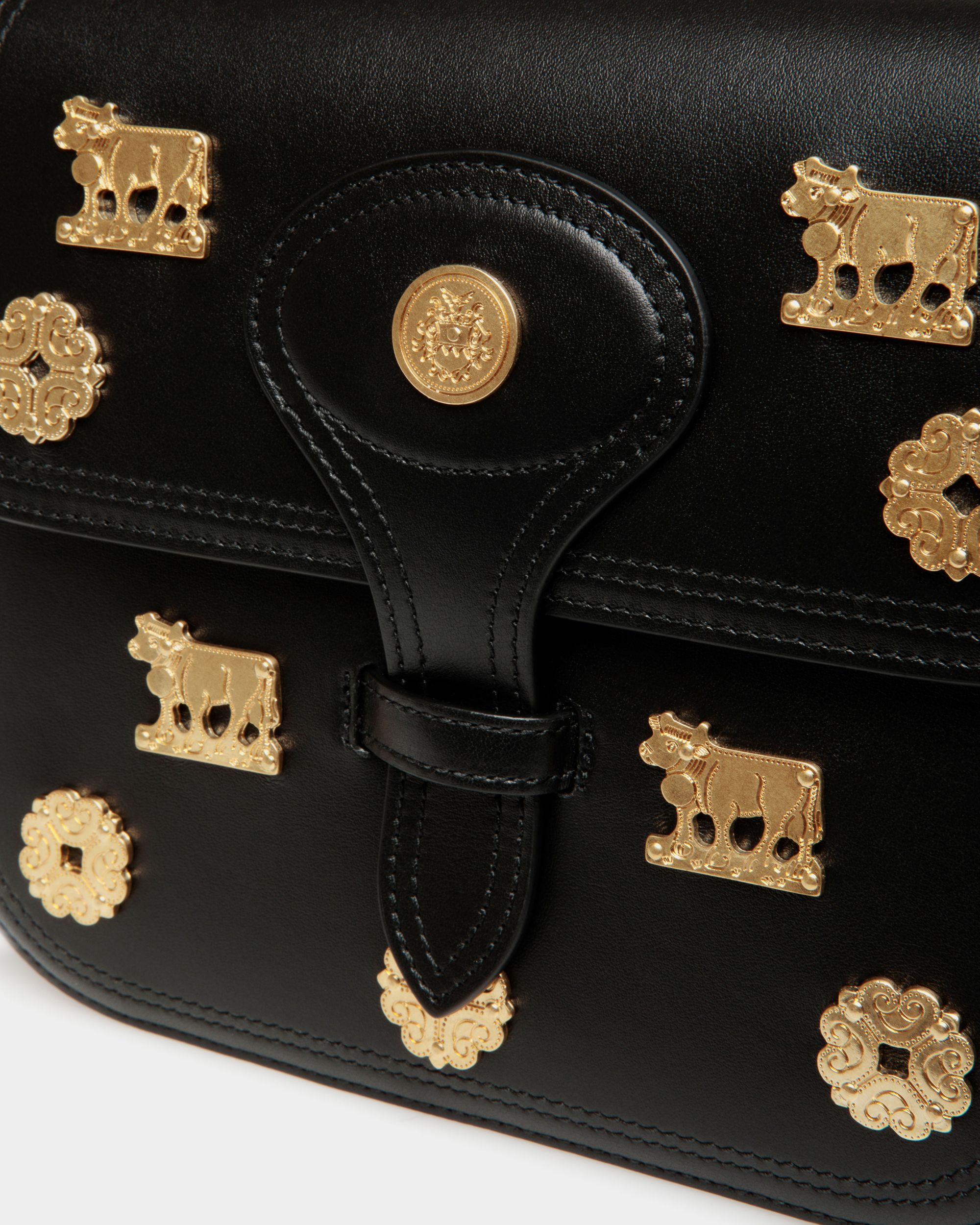 Borsa Mini Beckett In Pelle Nera Con Borchie - Donna - Bally - 06