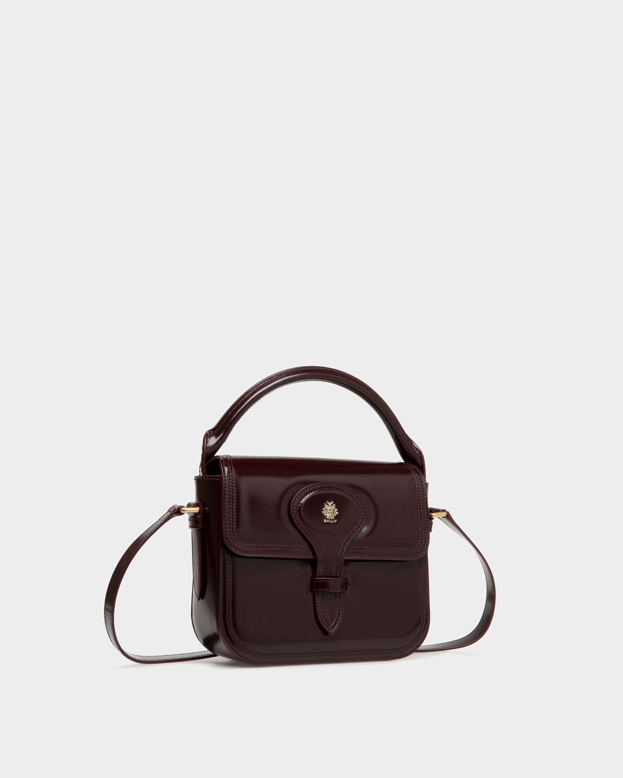 Borsa Mini Beckett In Pelle Spazzolata Bordeaux Scuro - Donna - Bally - 04