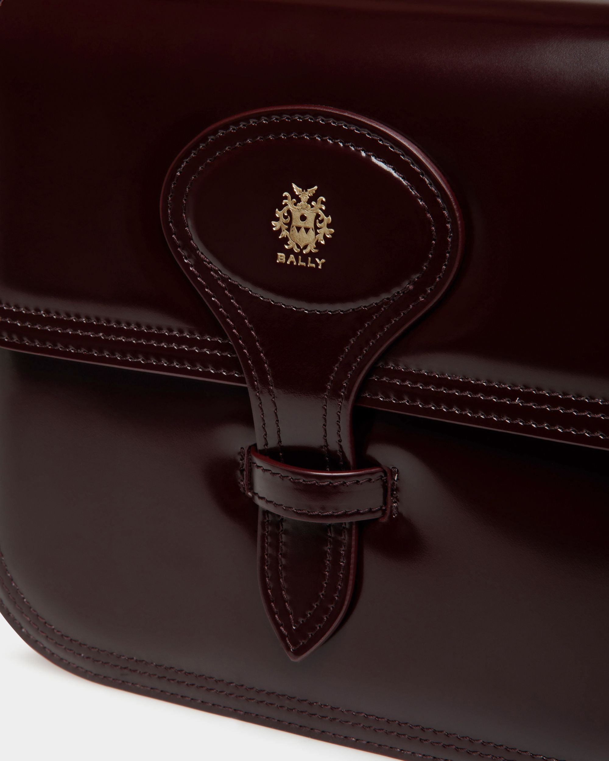 Borsa Mini Beckett In Pelle Spazzolata Bordeaux Scuro - Donna - Bally - 06