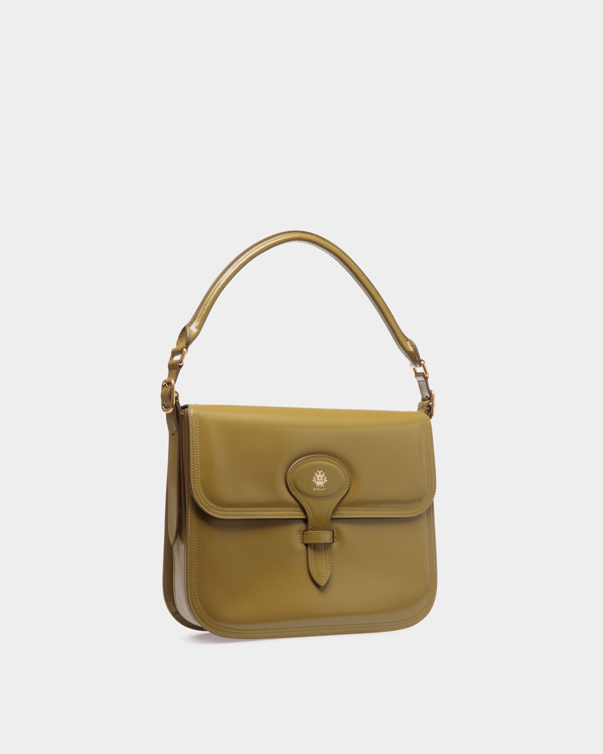 Borsa A Spalla Beckett In Pelle Spazzolata Olive Green - Donna - Bally - 04