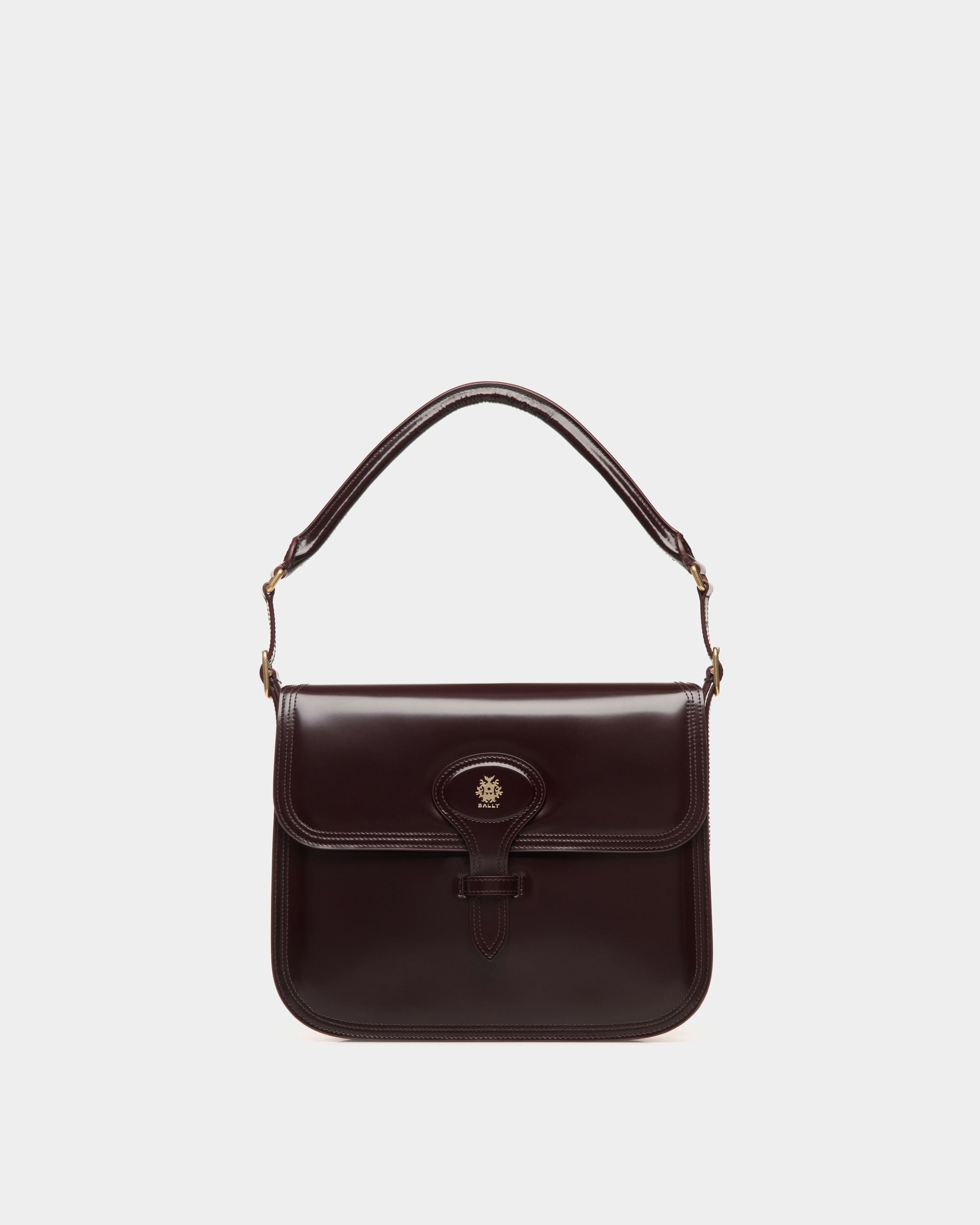 Borsa A Spalla Beckett In Pelle Spazzolata Bordeaux Scuro - Donna - Bally - 01